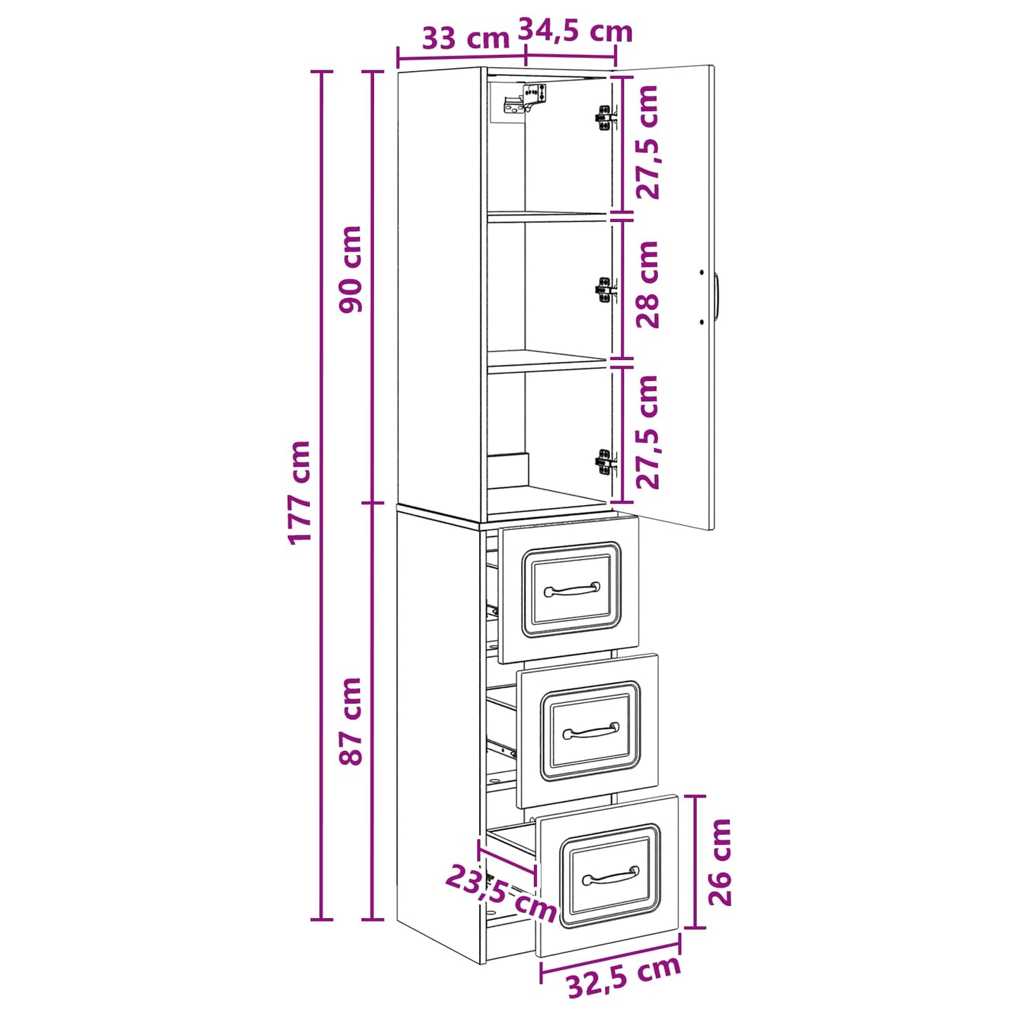 Skapsett 2 pcs Artisan eik 33 x 34,5 x 87 cm Konstruert tre