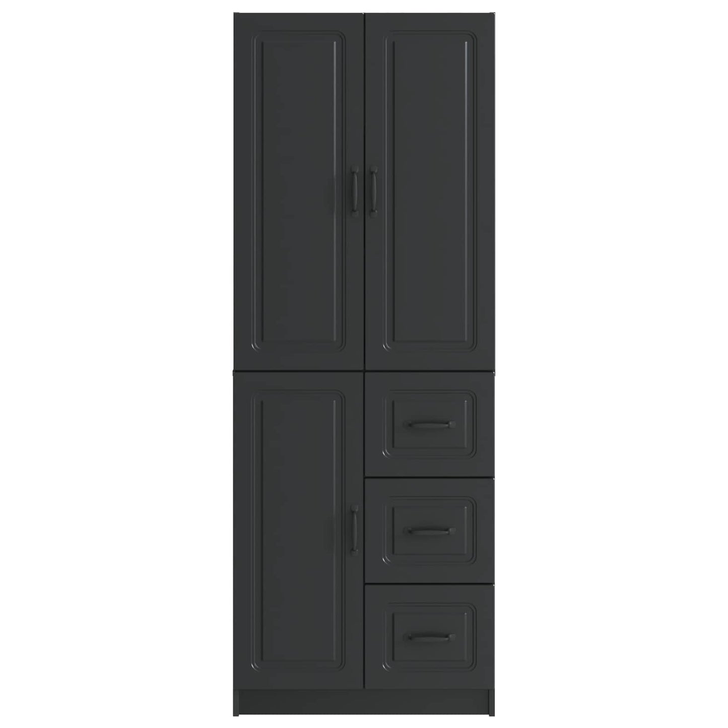 Skapsett 2 pcs Svart Konstruert tre