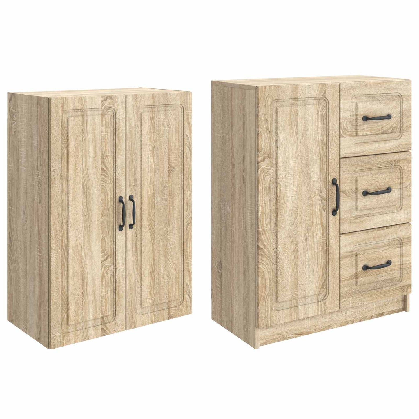 Skapsett 2 pcs Sonoma eik Konstruert tre