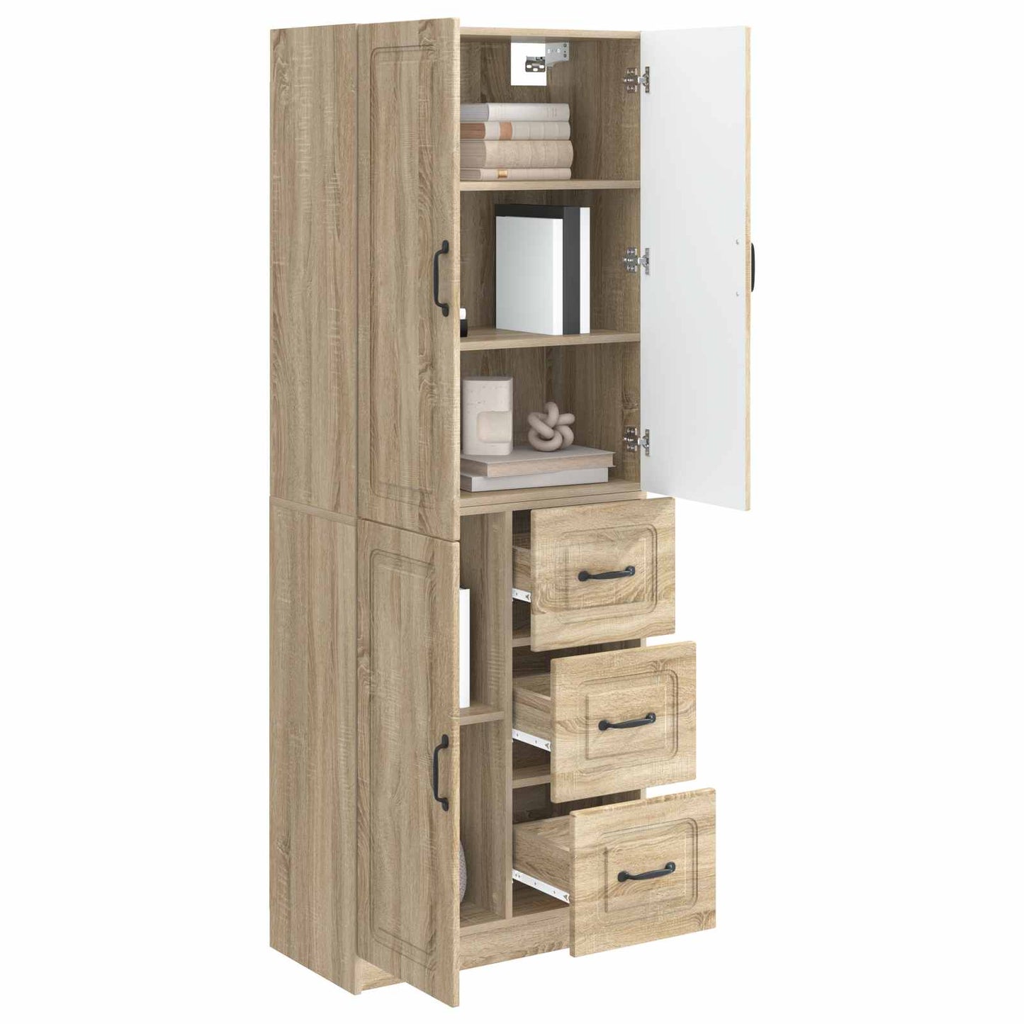 Skapsett 2 pcs Sonoma eik Konstruert tre