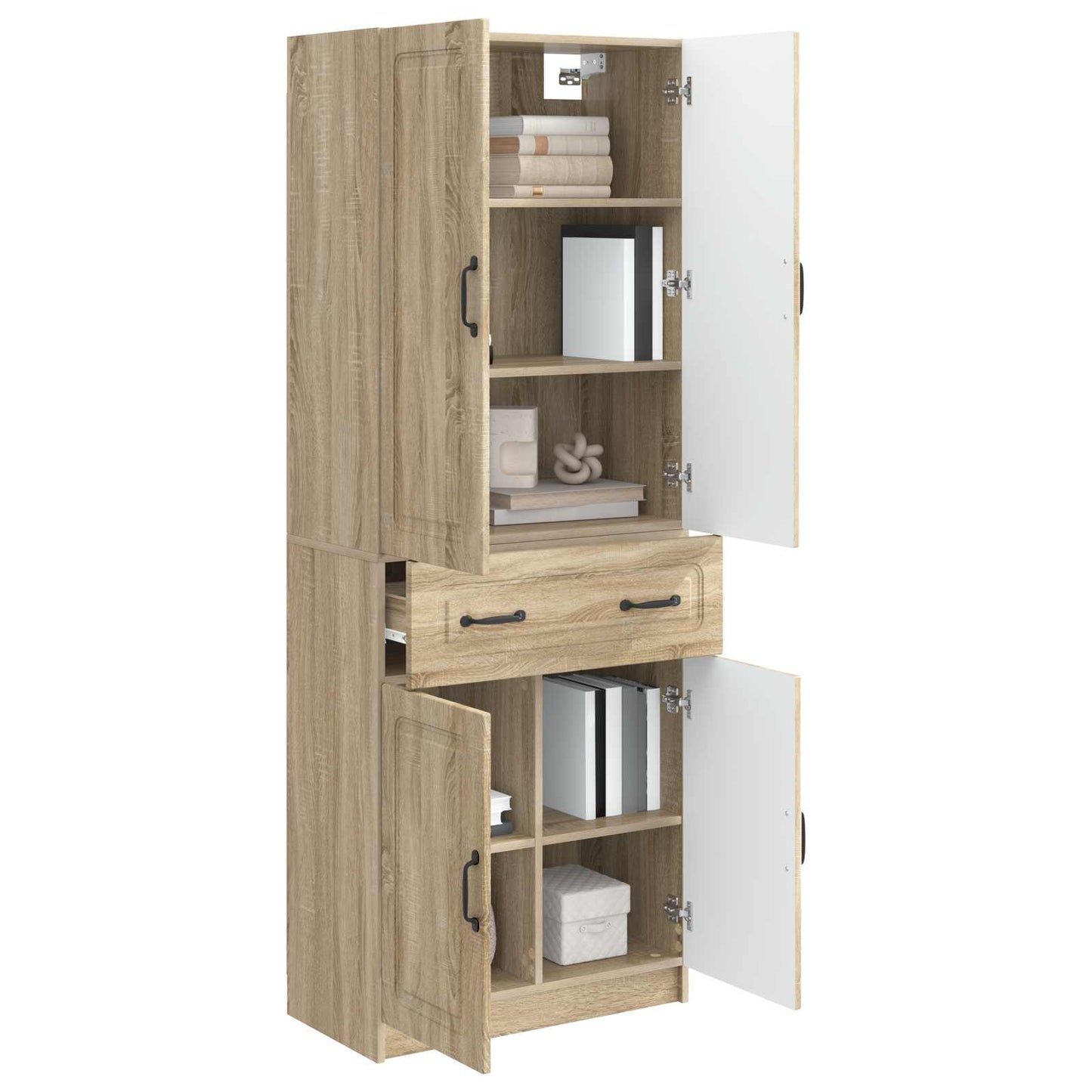 Skapsett 2 pcs Sonoma eik Konstruert tre