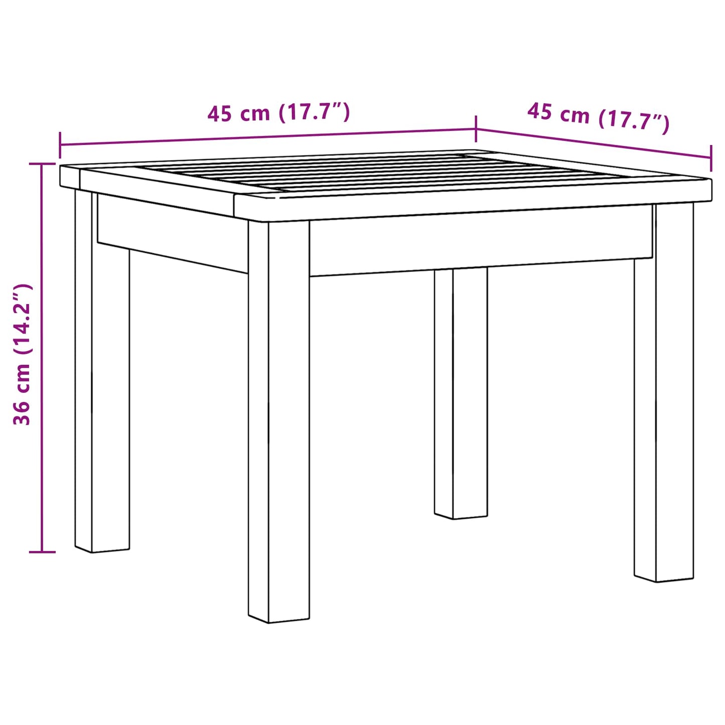 Kaffebord Lett akasie 45 x 45 x 36 cm Solid akasietre vidaXL