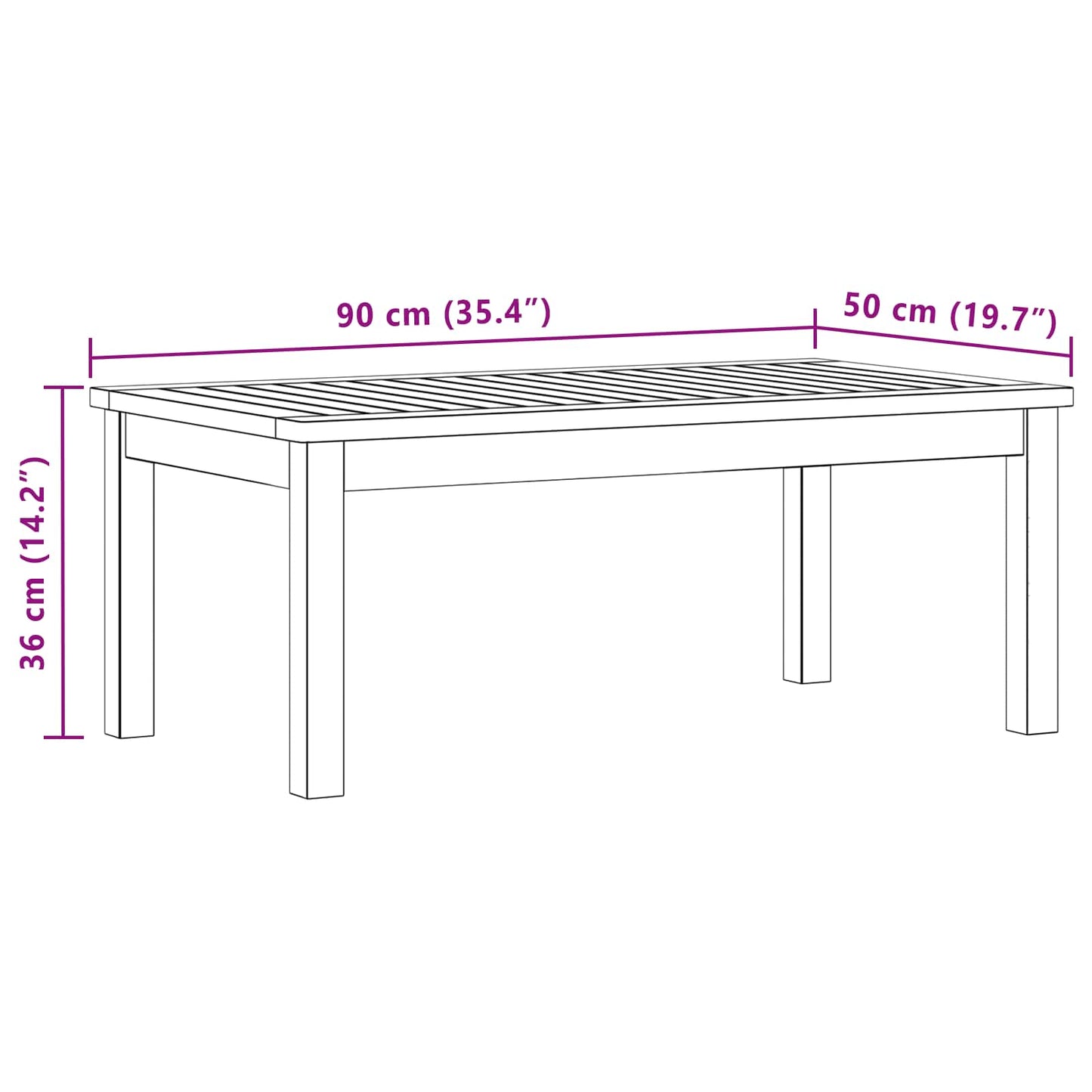 Kaffebord Lett akasie 90 x 50 x 36 cm Solid akasietre