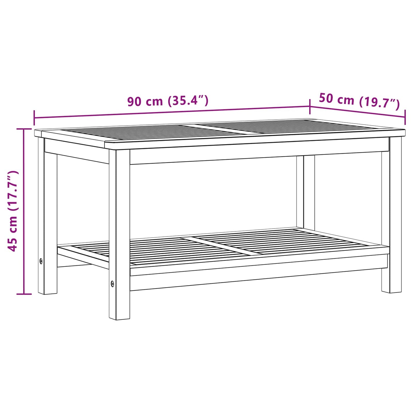 Sidetabell Olje naturlig 90 x 50 x 45 cm Solid akasietre vidaXL
