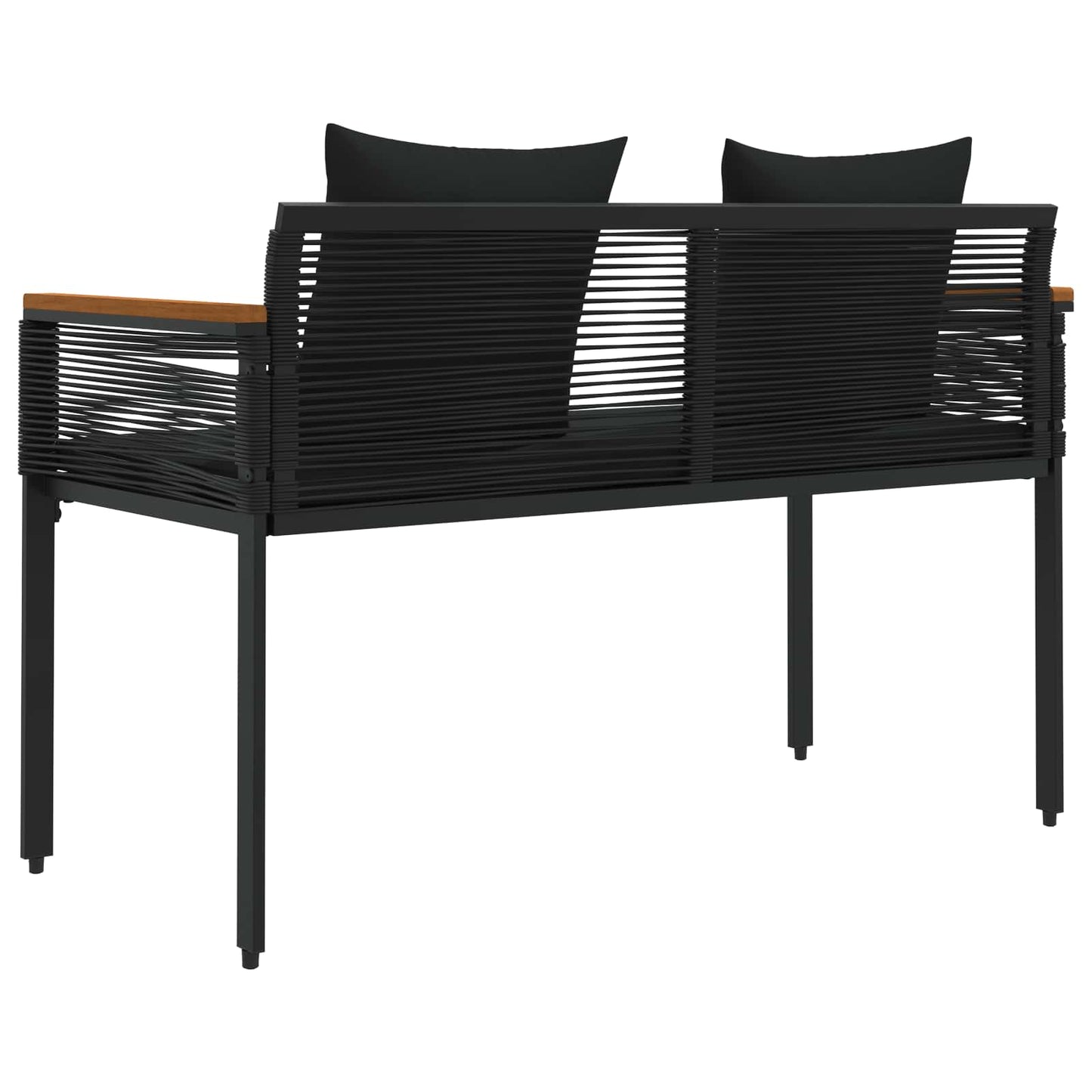 Utendørs benk med pute Svart 117 x 54 x 74.5 cm polyrotting