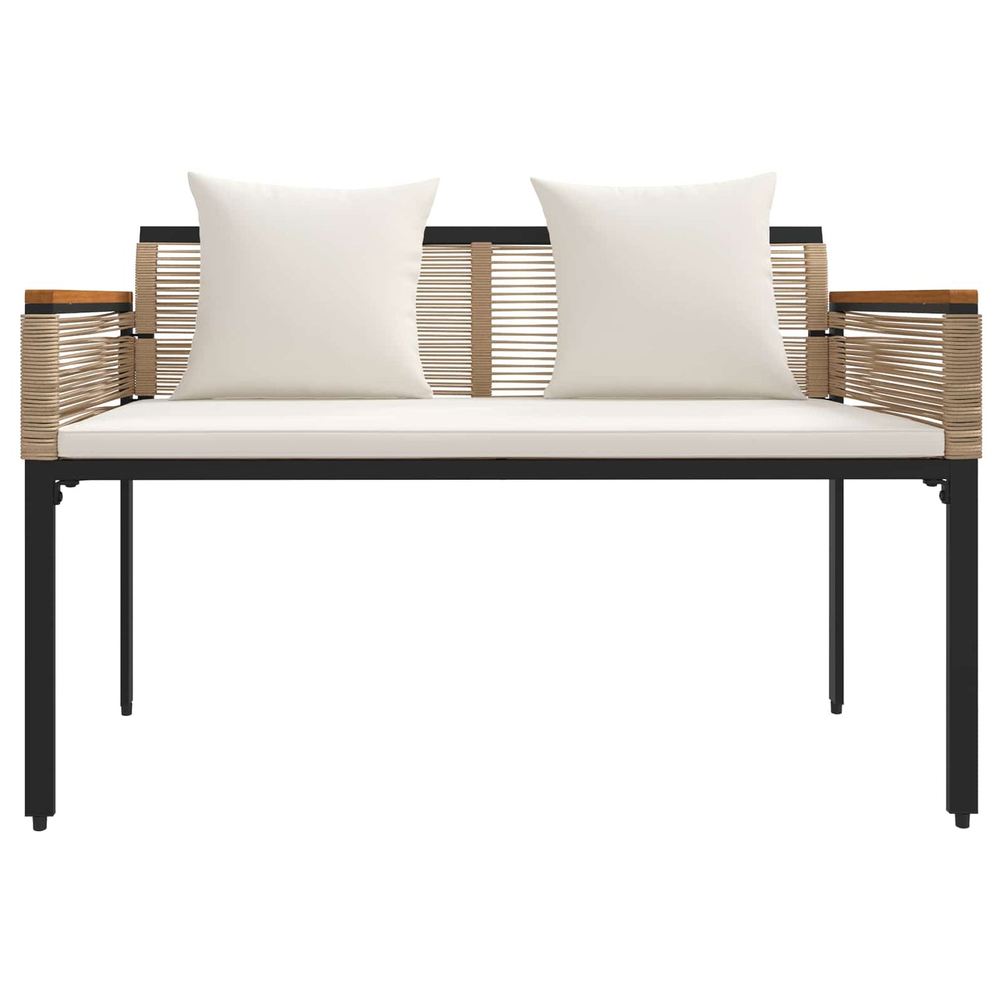 Utendørs benk Beige og kremhvitt 117 x 54 x 74.5 cm polyrotting