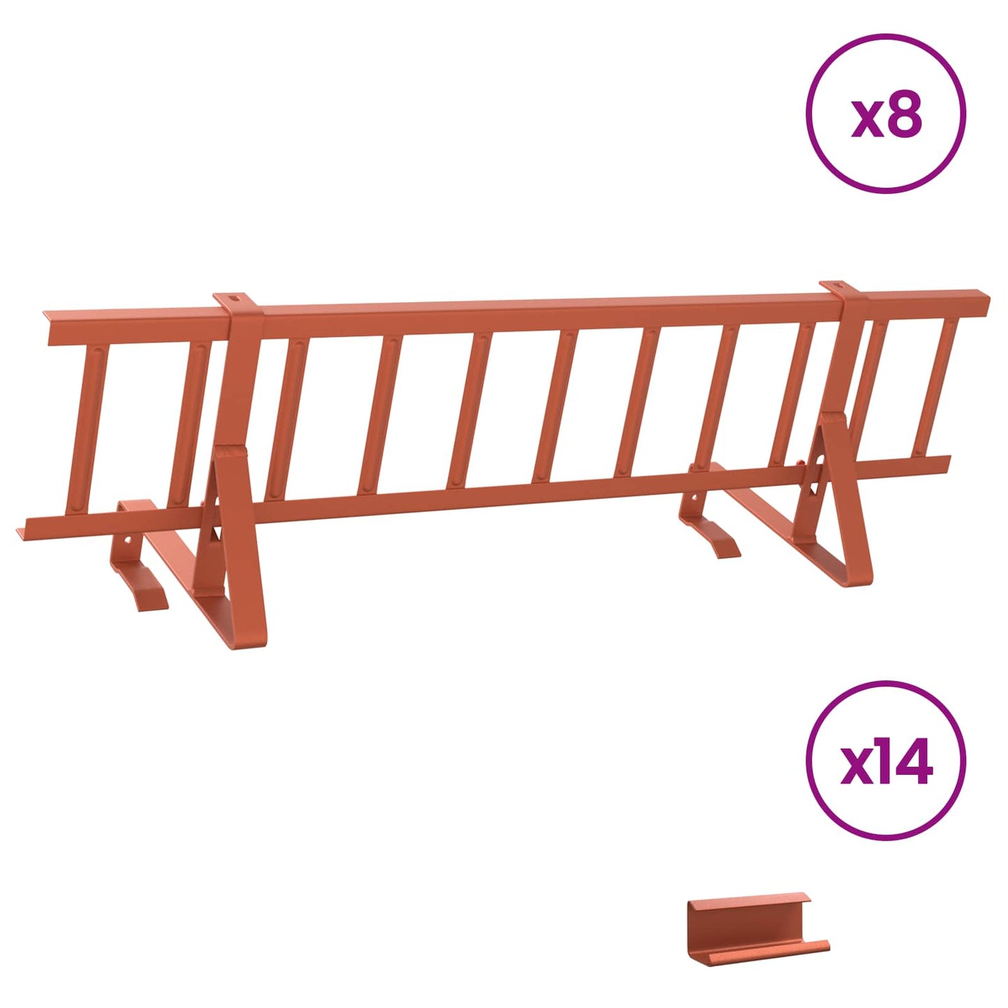 Tak snøfanger Rød 800 x 29,5 x 34,5 cm Stål vidaXL