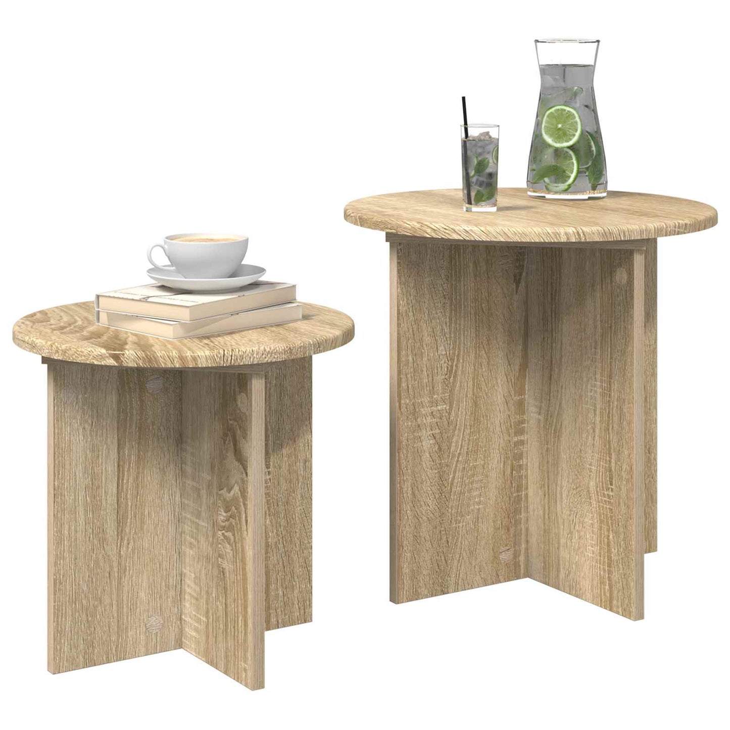 Sidebordssett med lagring 2 pcs Sonoma eik Konstruert tre