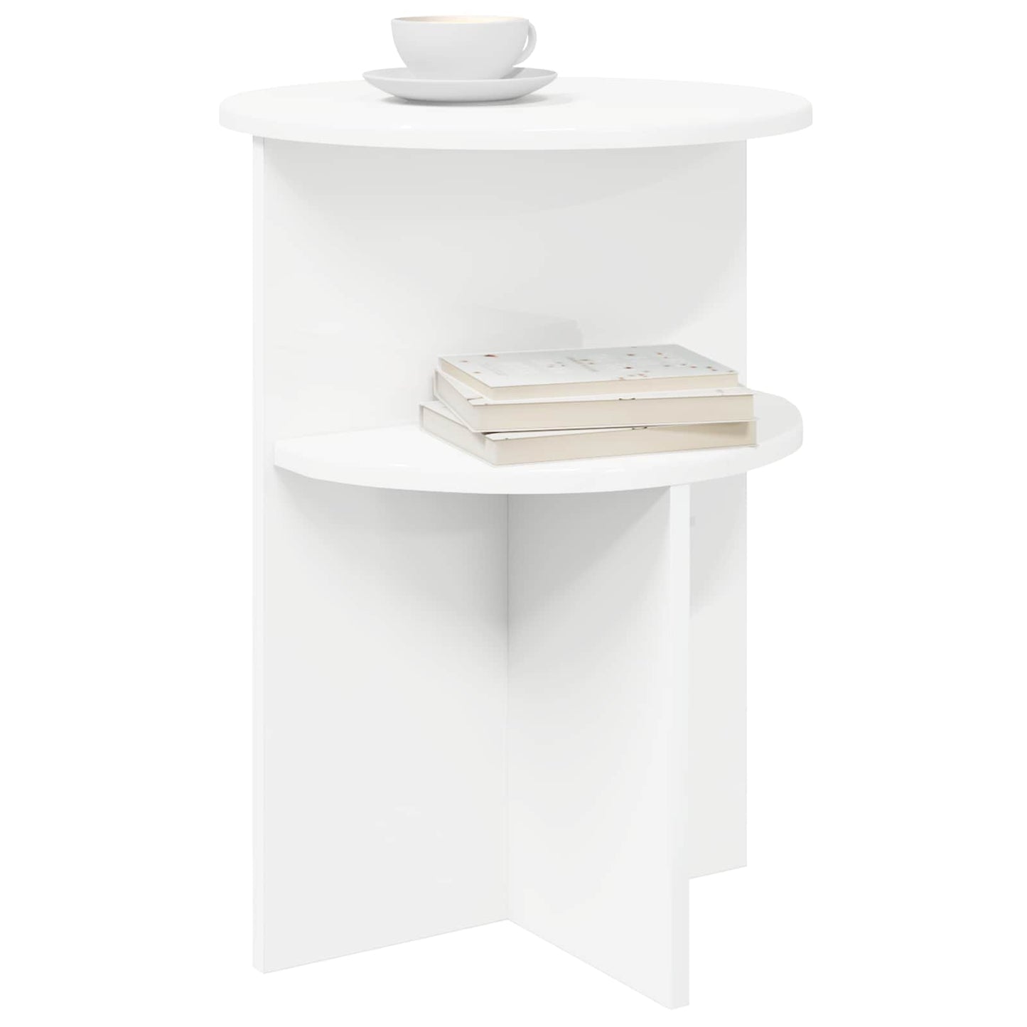 Sidetabell med lagring Hvit Ø 39,5 x 55 cm Konstruert tre