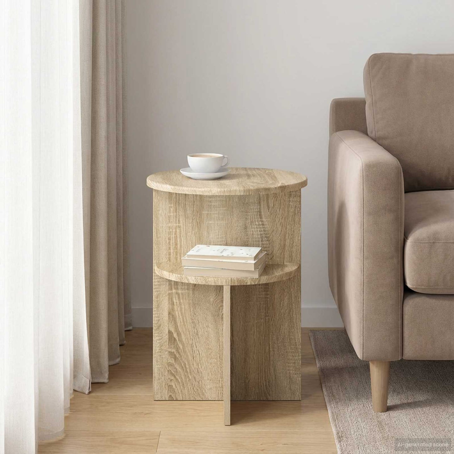 Sidetabell med lagring Sonoma eik Ø 39,5 x 55 cm Konstruert tre