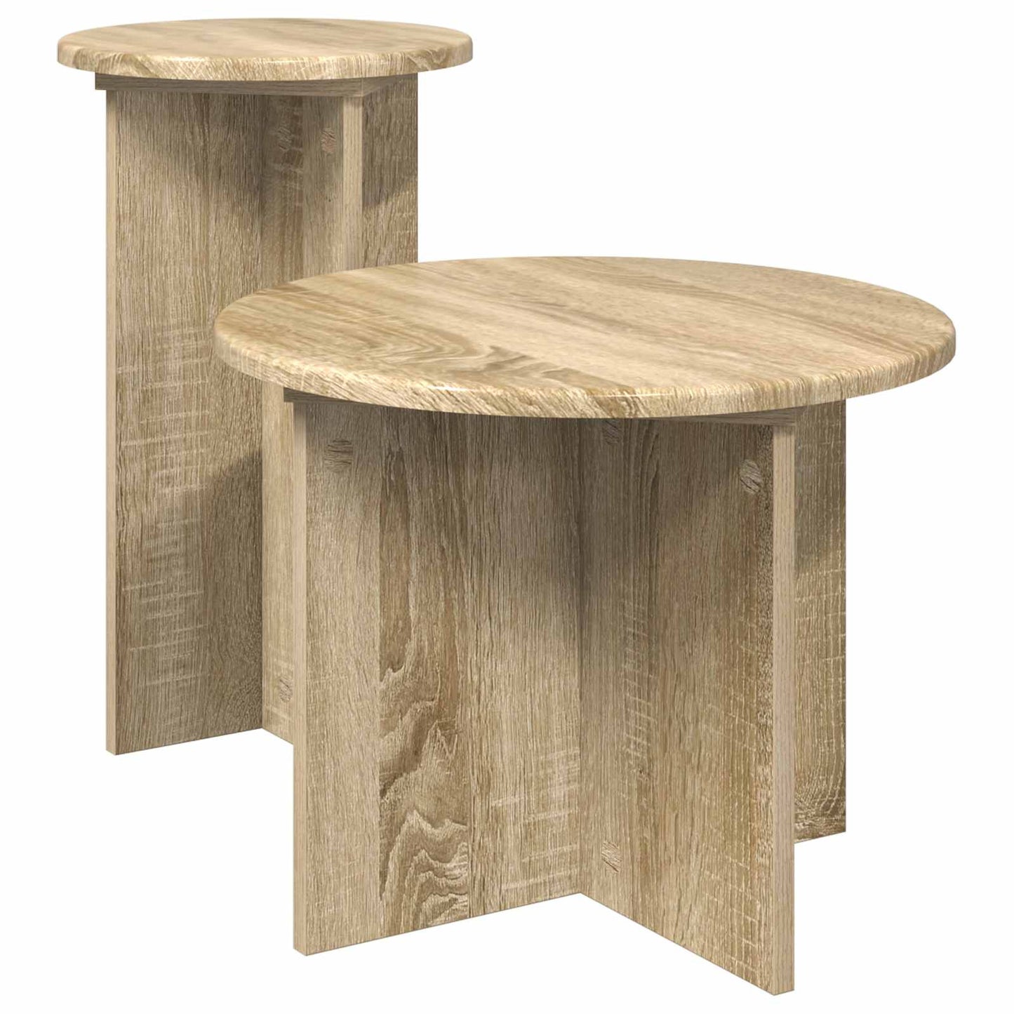 Sidebordssett med lagring 2 pcs Sonoma eik Konstruert tre
