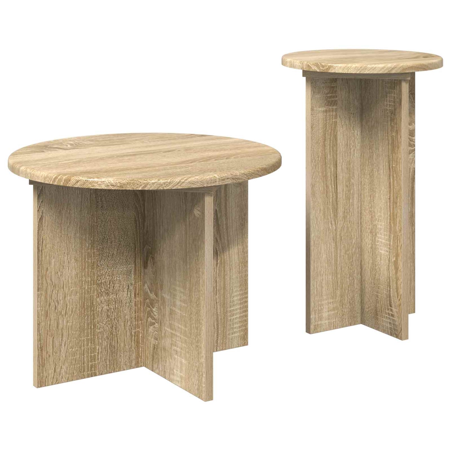 Sidebordssett med lagring 2 pcs Sonoma eik Konstruert tre