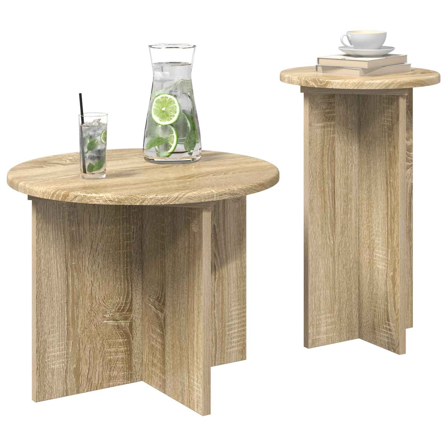 Sidebordssett med lagring 2 pcs Sonoma eik Konstruert tre