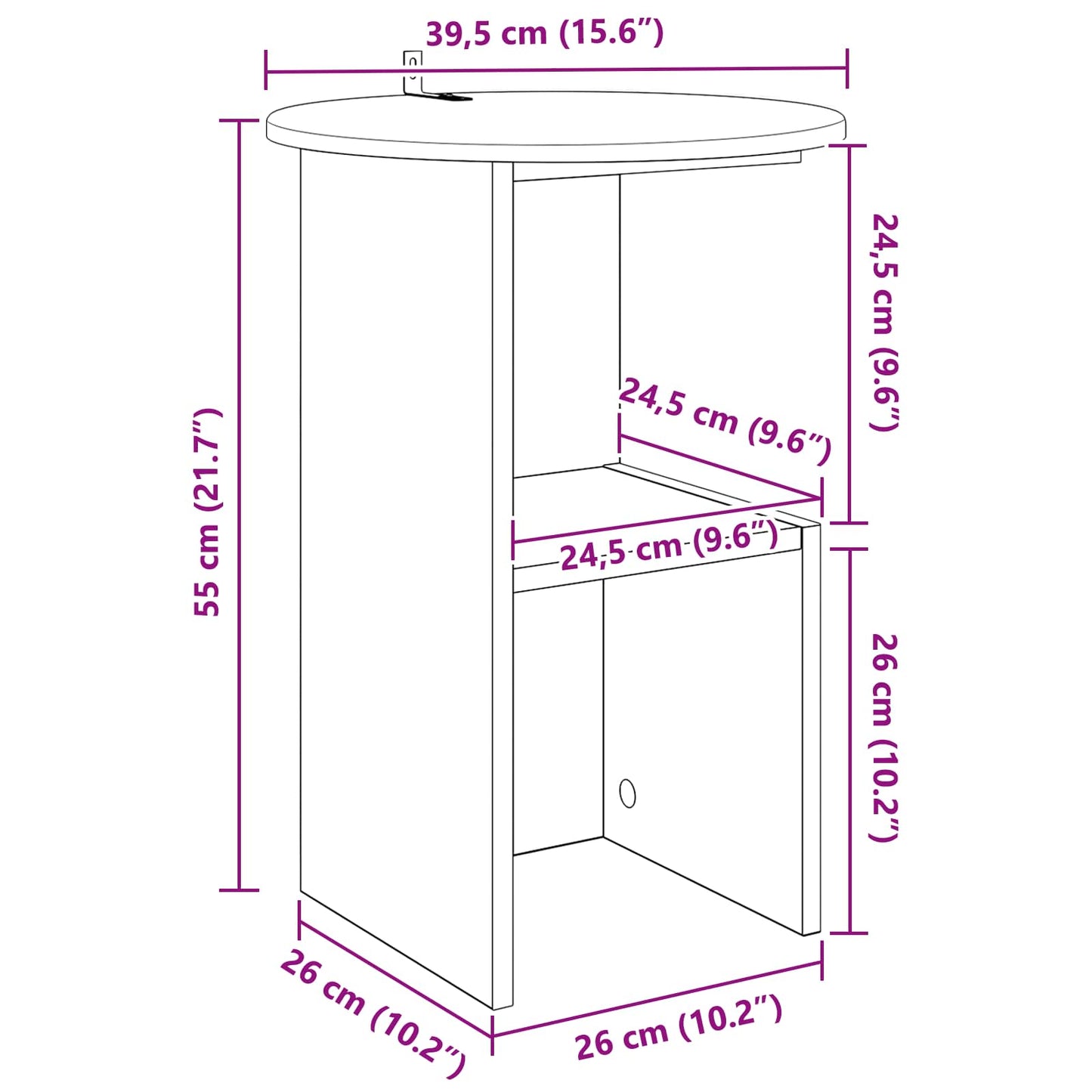 Sidetabell Sonoma eik Ø 39,5 x 55 cm Konstruert tre