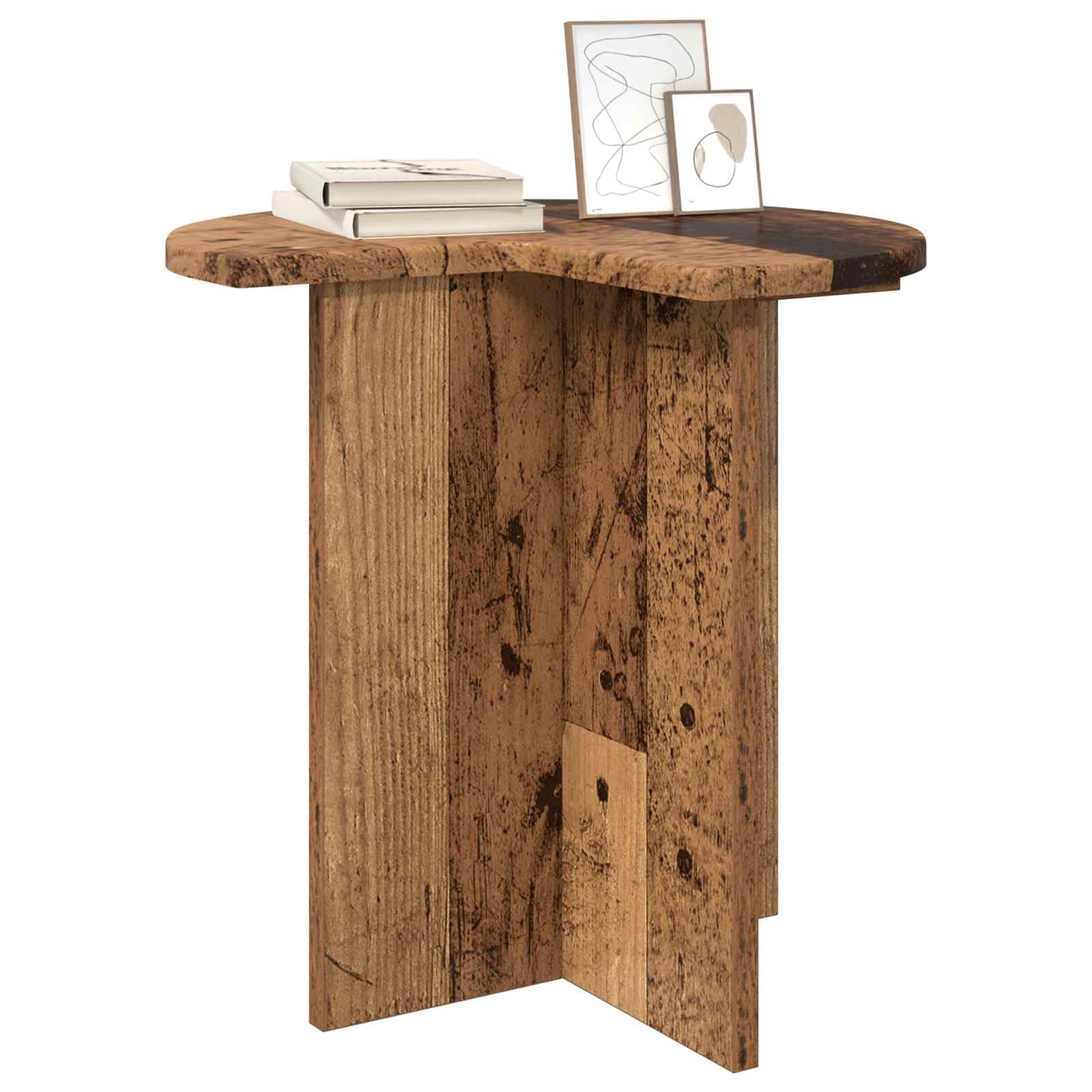 Sidetabell med lagring Gammelt tre Ø 39 x 38 cm Konstruert tre