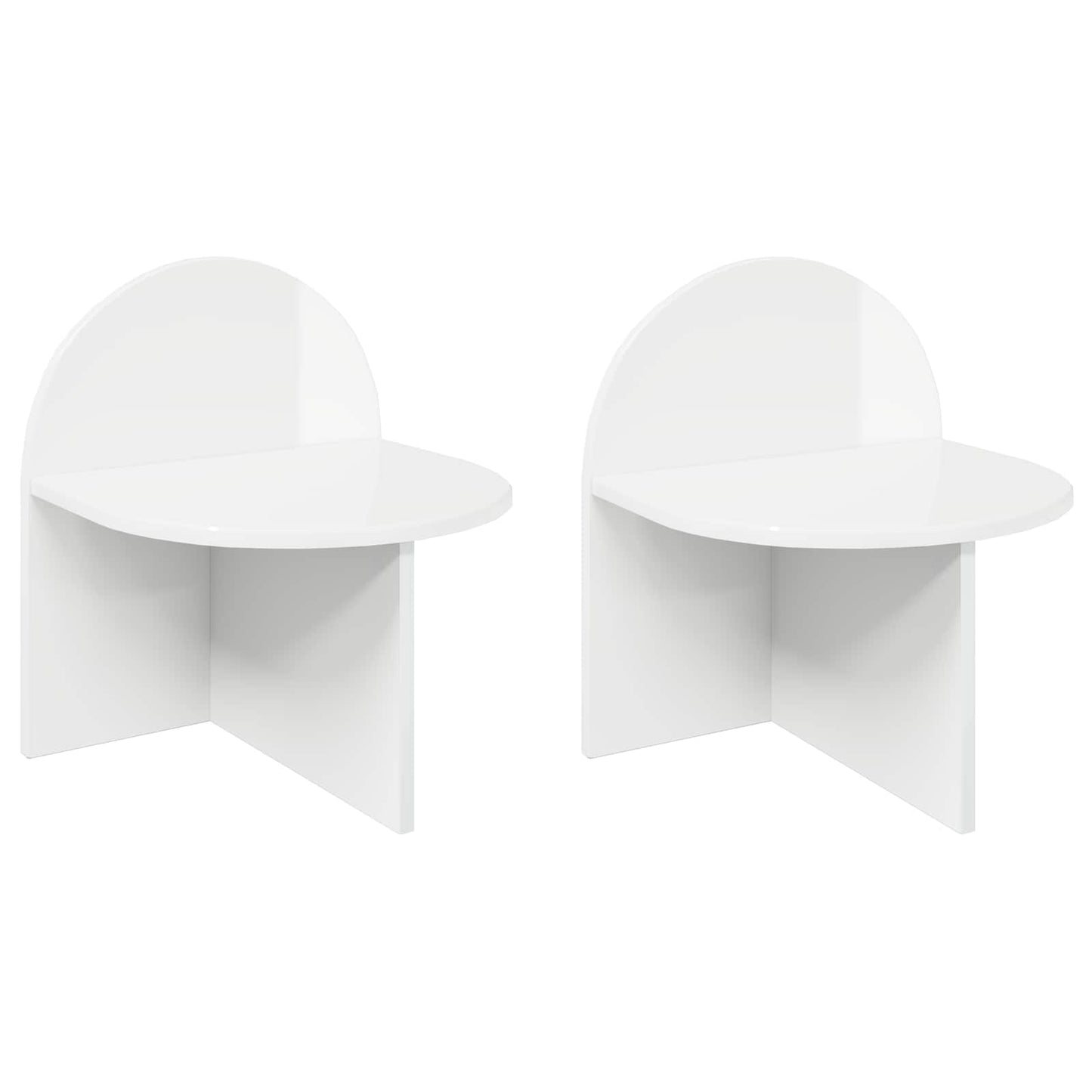 Nattbord 2 pcs Høgglans hvit 40 x 35,5 x 45,5 cm Konstruert tre
