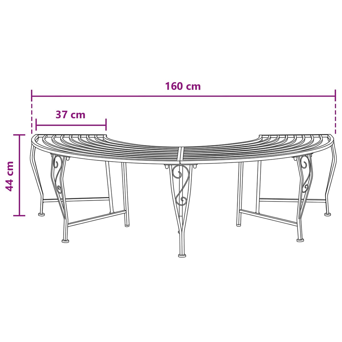 Trebens 4-Antall seter 160 x 80 x 44 cm Stål Antikk hvit