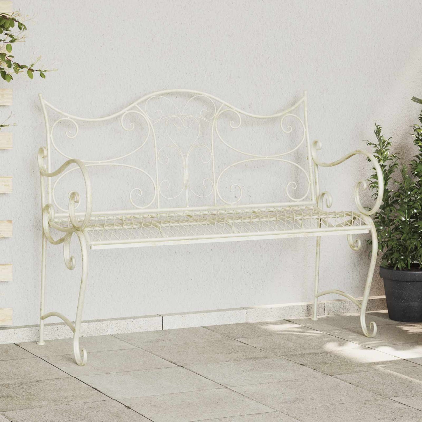 Hagebenk 2-Antall seter 114 x 56,5 x 90 cm Stål Antikk hvit