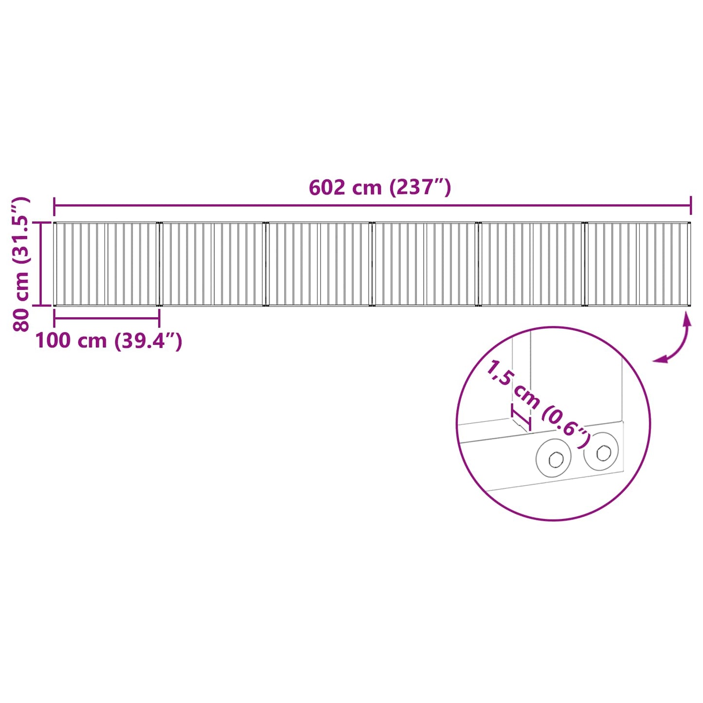 Hundeluke 6 pcs Svart 100 x 80 cm Galvanisert Stål