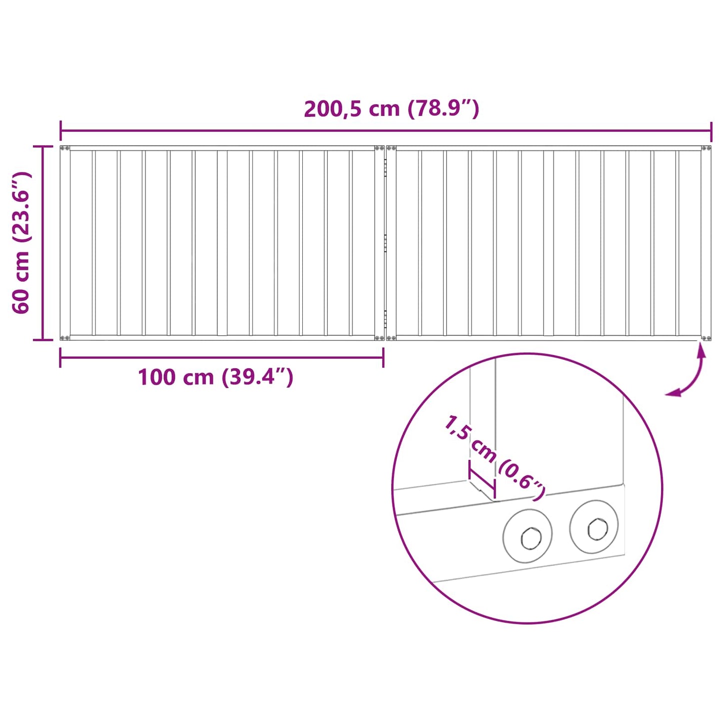 Hundeluke 2 pcs Svart 100 x 60 cm Galvanisert Stål
