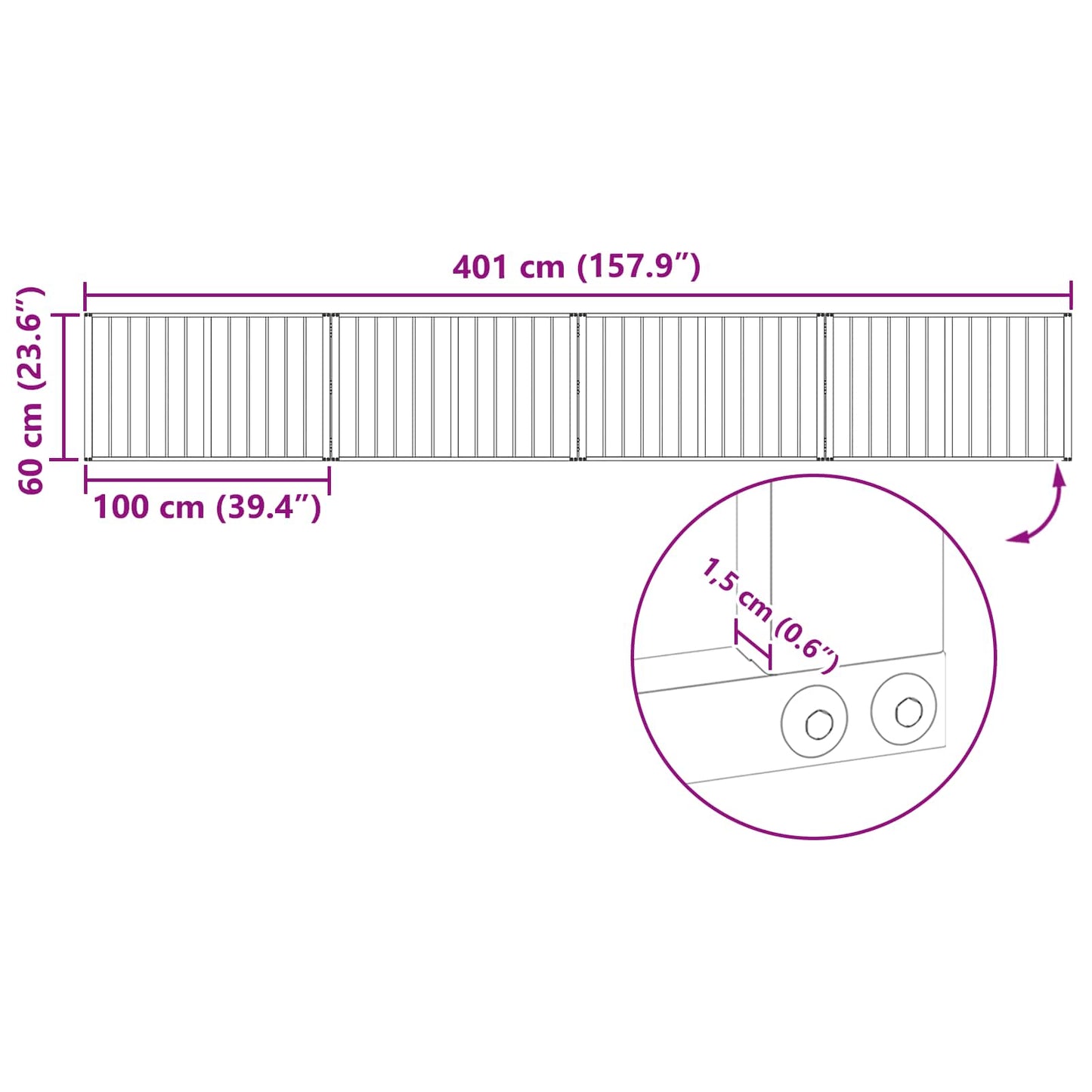 Hundeluke 4 pcs Svart 100 x 60 cm Galvanisert Stål