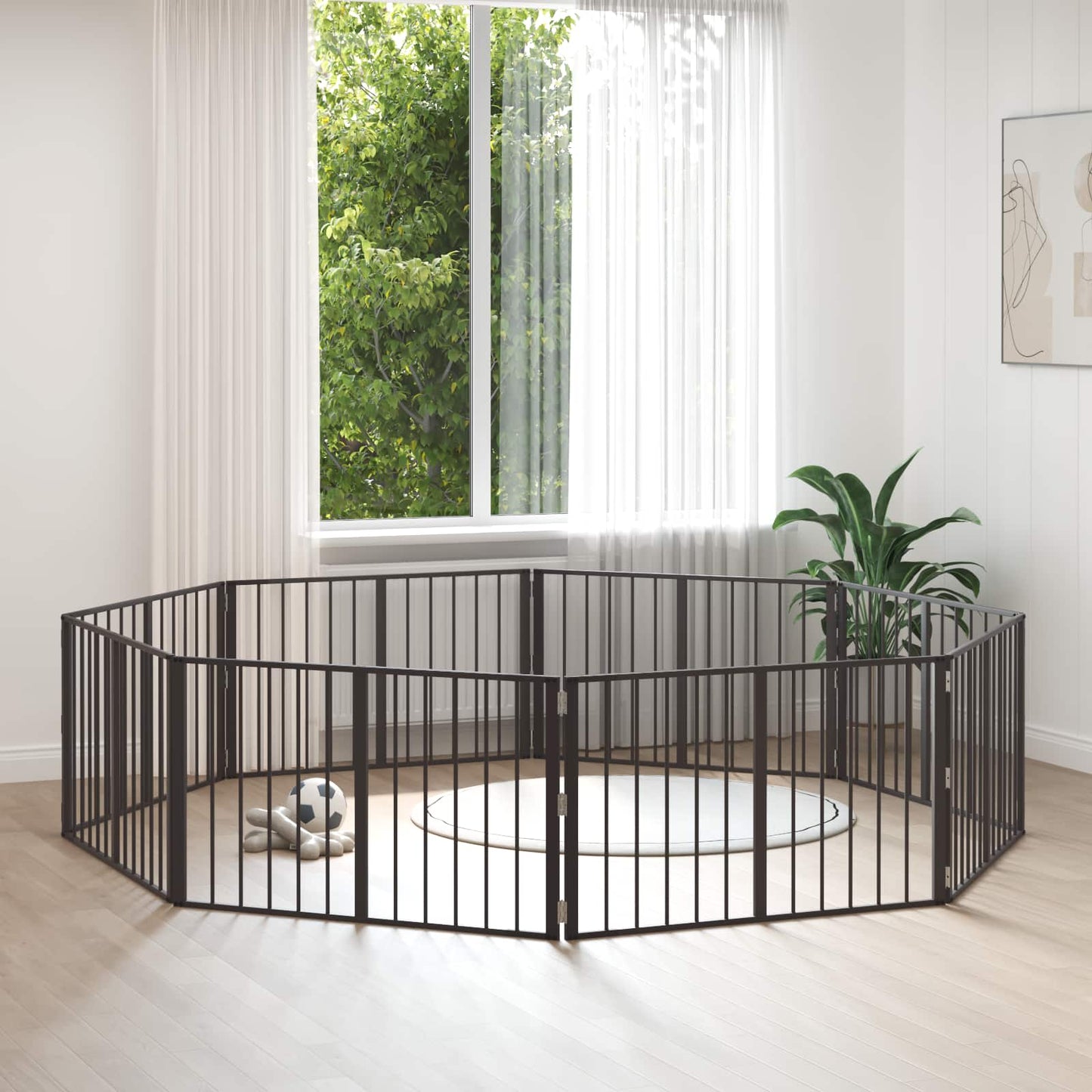 Hundeluke 8 pcs Svart 100 x 60 cm Galvanisert Stål