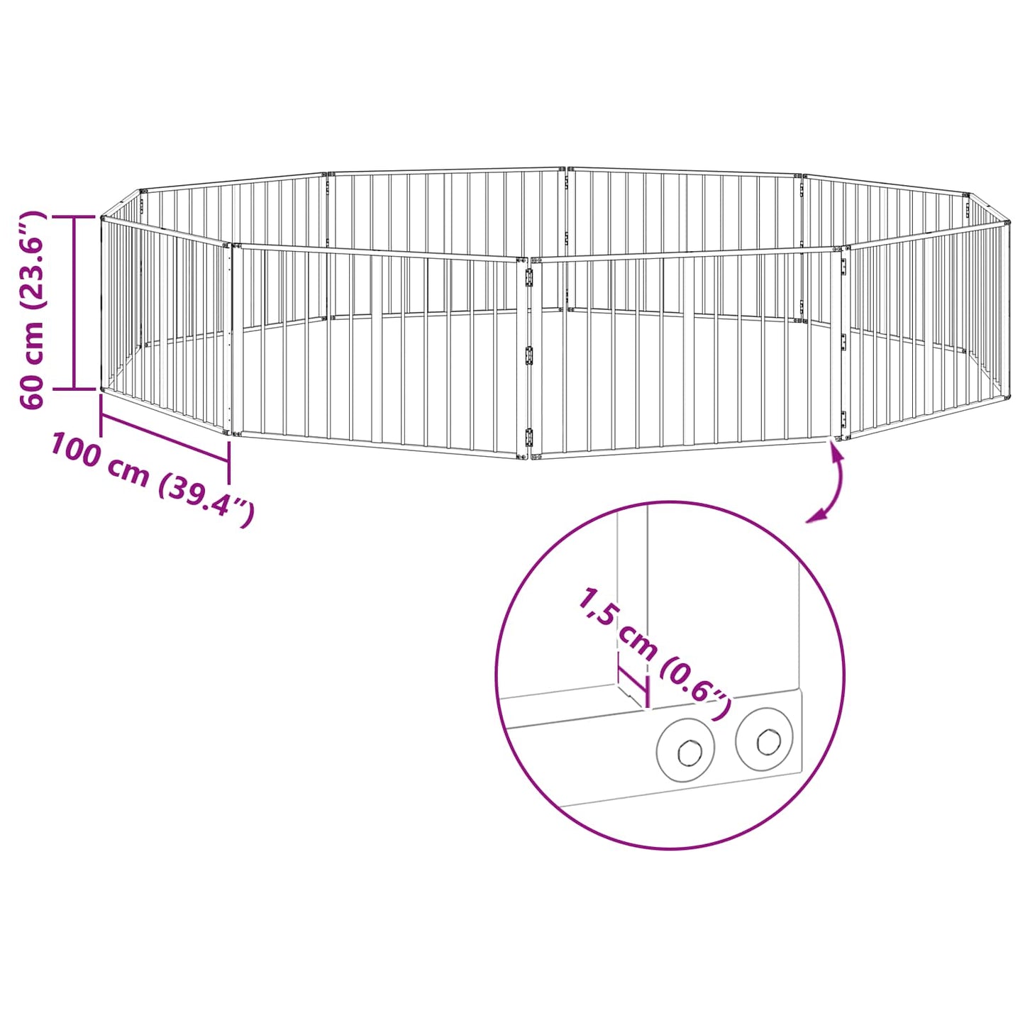 Hundeluke 10 pcs Svart 100 x 60 cm Galvanisert Stål