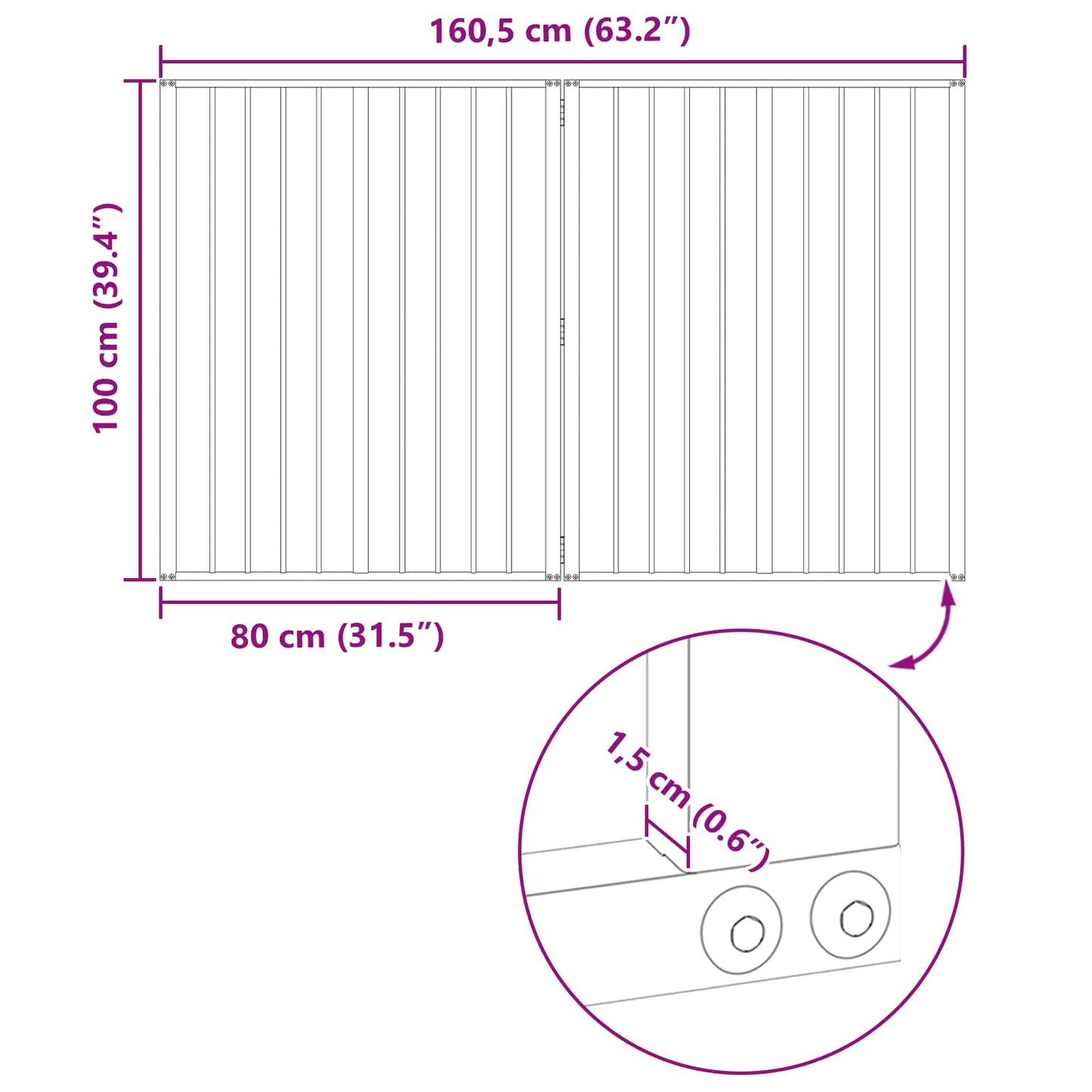 Hundeluke 2 pcs Svart 80 x 100 cm Galvanisert Stål