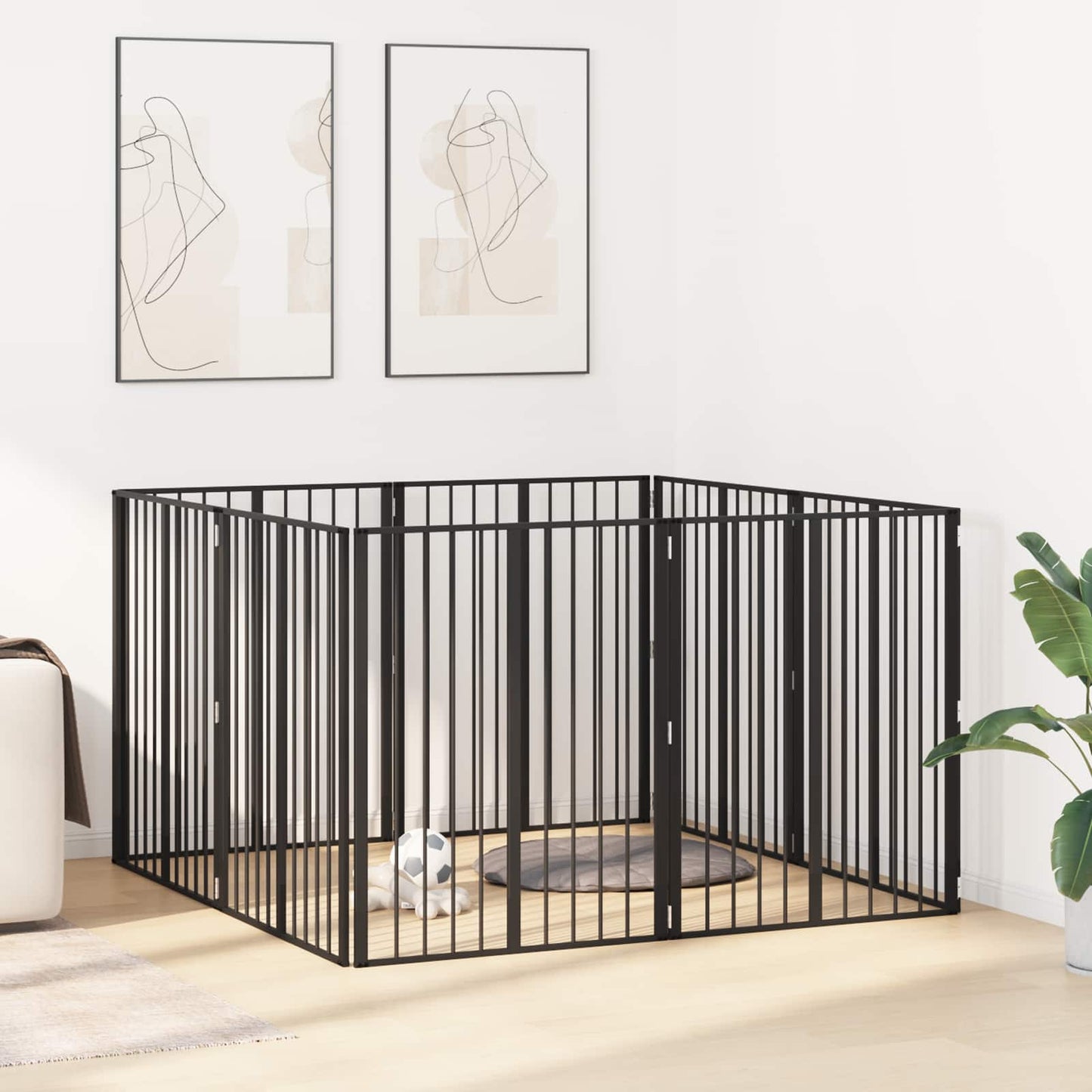 Hundeluke 8 pcs Svart 80 x 100 cm Galvanisert Stål