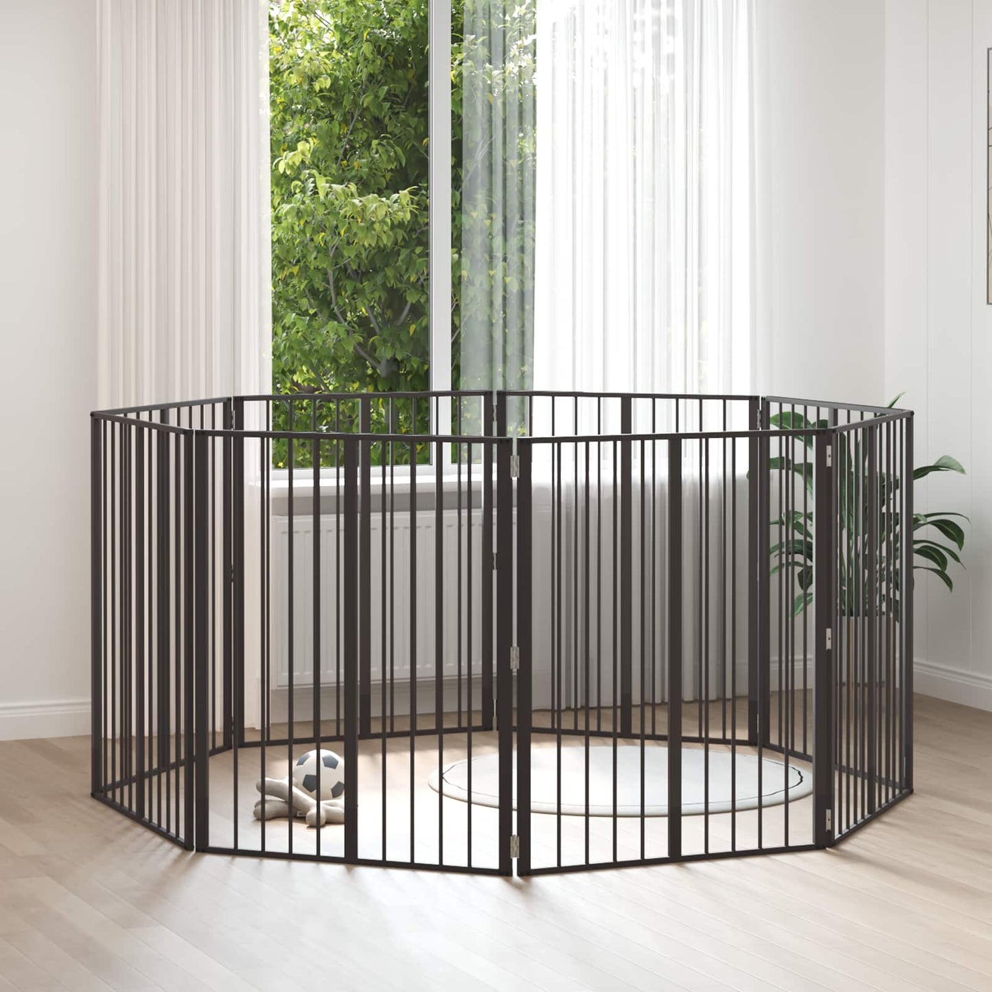 Hundeluke 8 pcs Svart 80 x 100 cm Galvanisert Stål