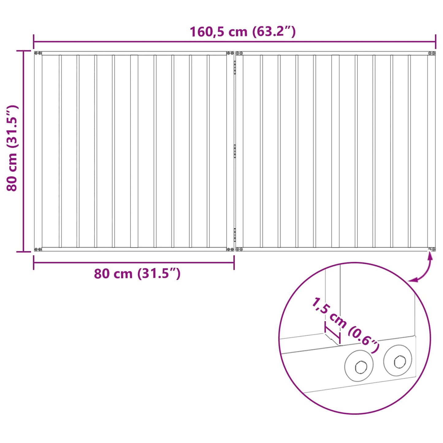Hundeluke 2 pcs Svart 80 x 80 cm Galvanisert Stål