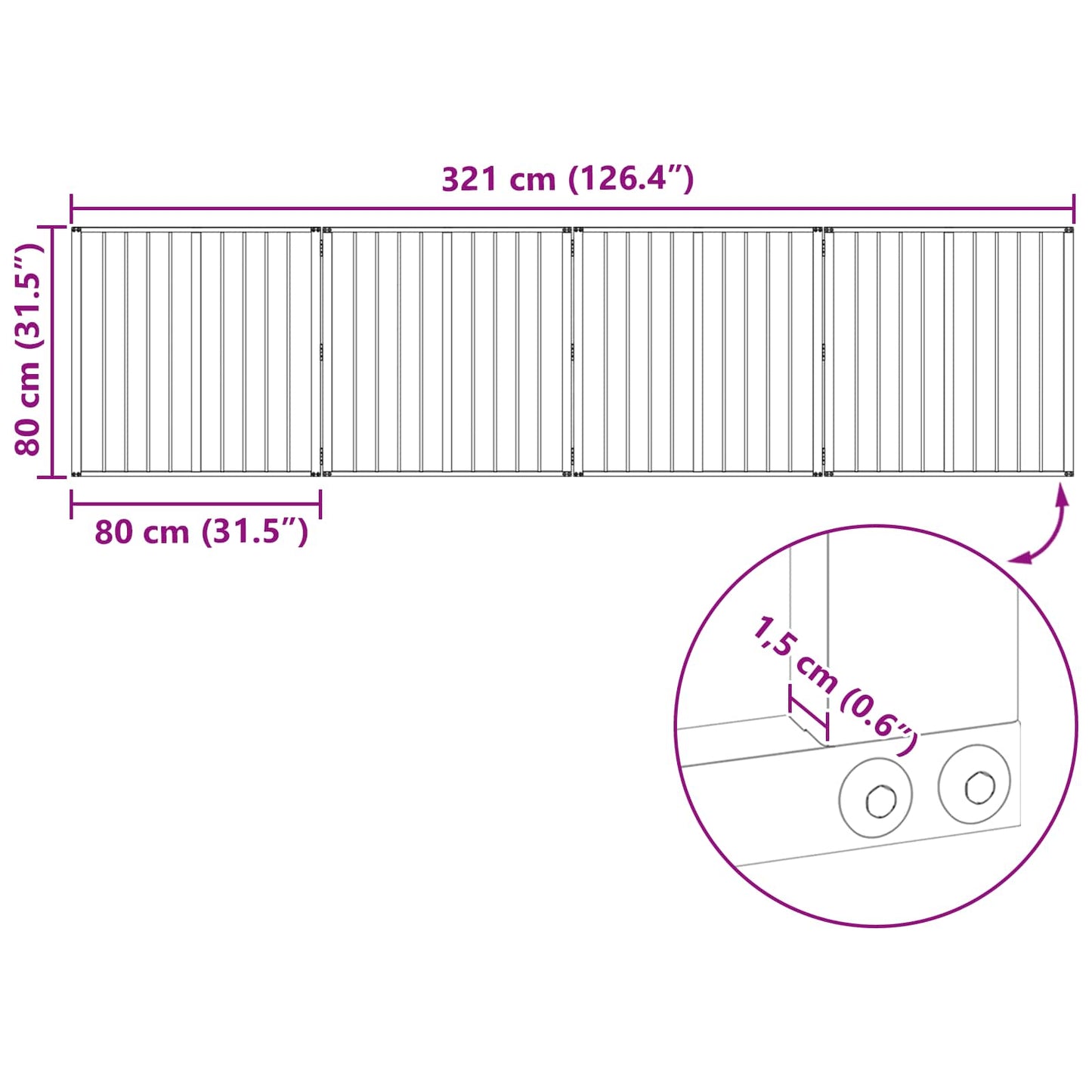 Hundeluke 4 pcs Svart 80 x 80 cm Galvanisert Stål