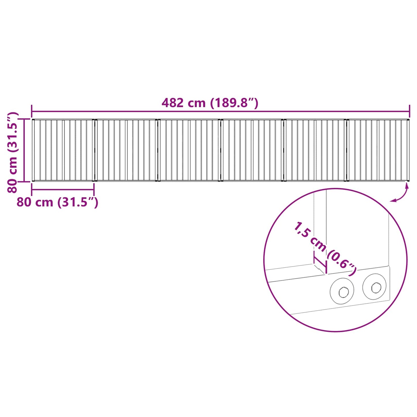 Hundeluke 6 pcs Svart 80 x 80 cm Galvanisert Stål