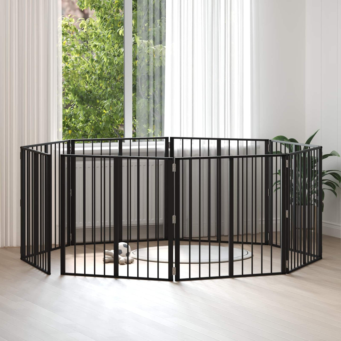 Hundeluke 8 pcs Svart 80 x 80 cm Galvanisert Stål
