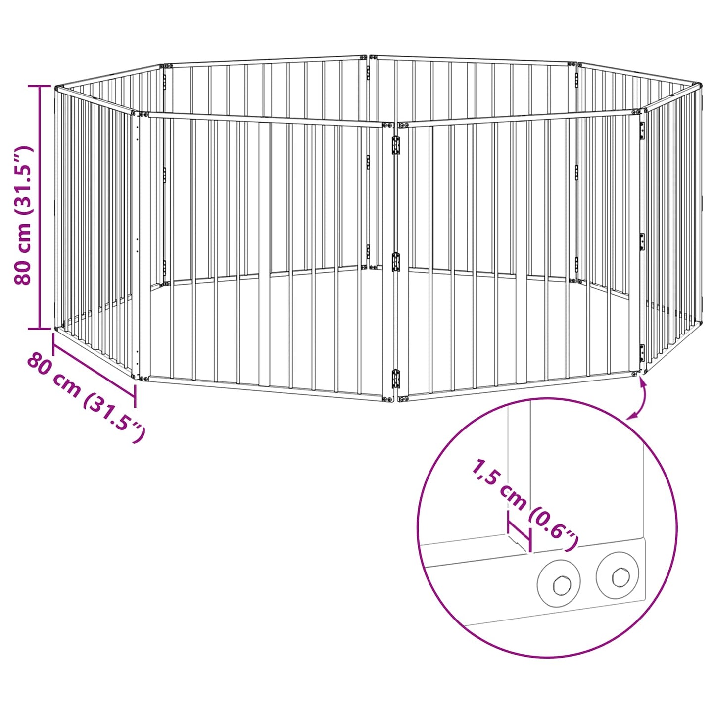 Hundeluke 8 pcs Svart 80 x 80 cm Galvanisert Stål