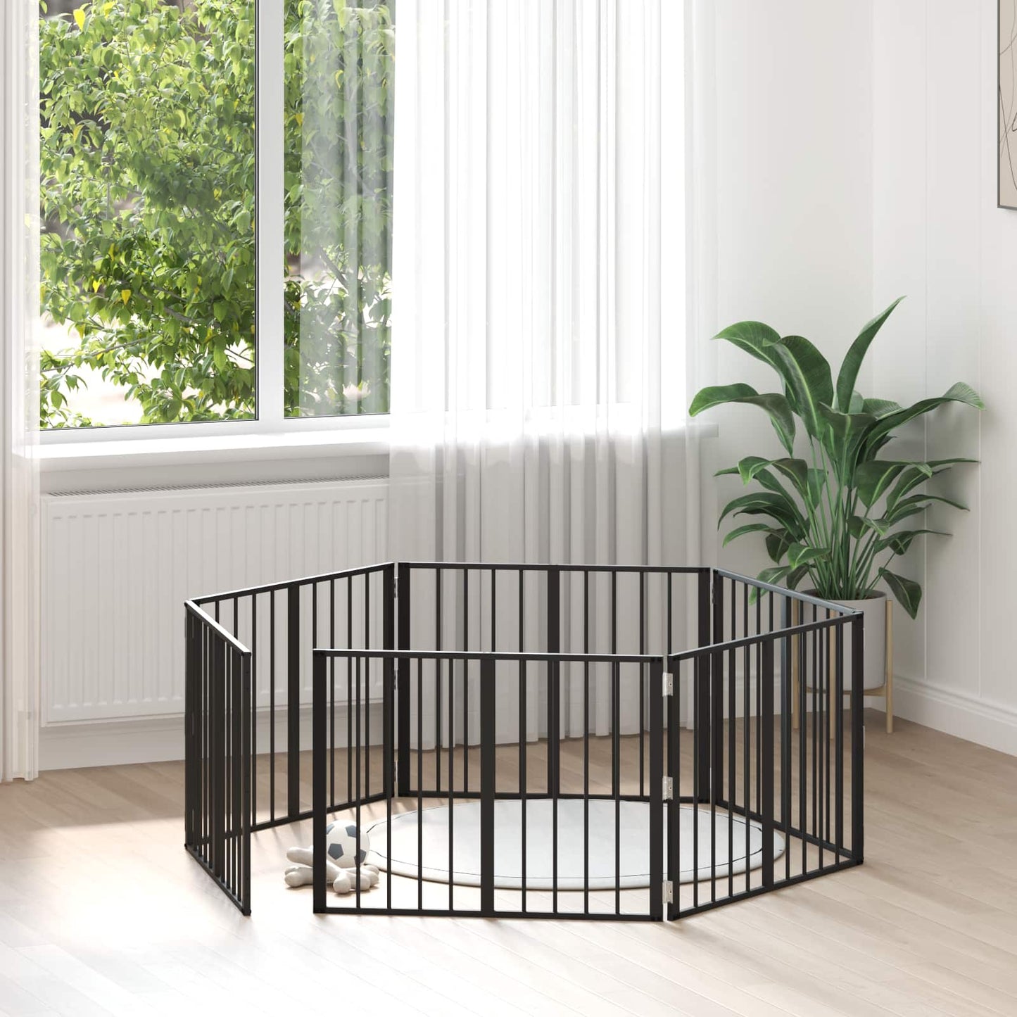 Hundeluke 6 pcs Svart 80 x 60 cm Galvanisert Stål