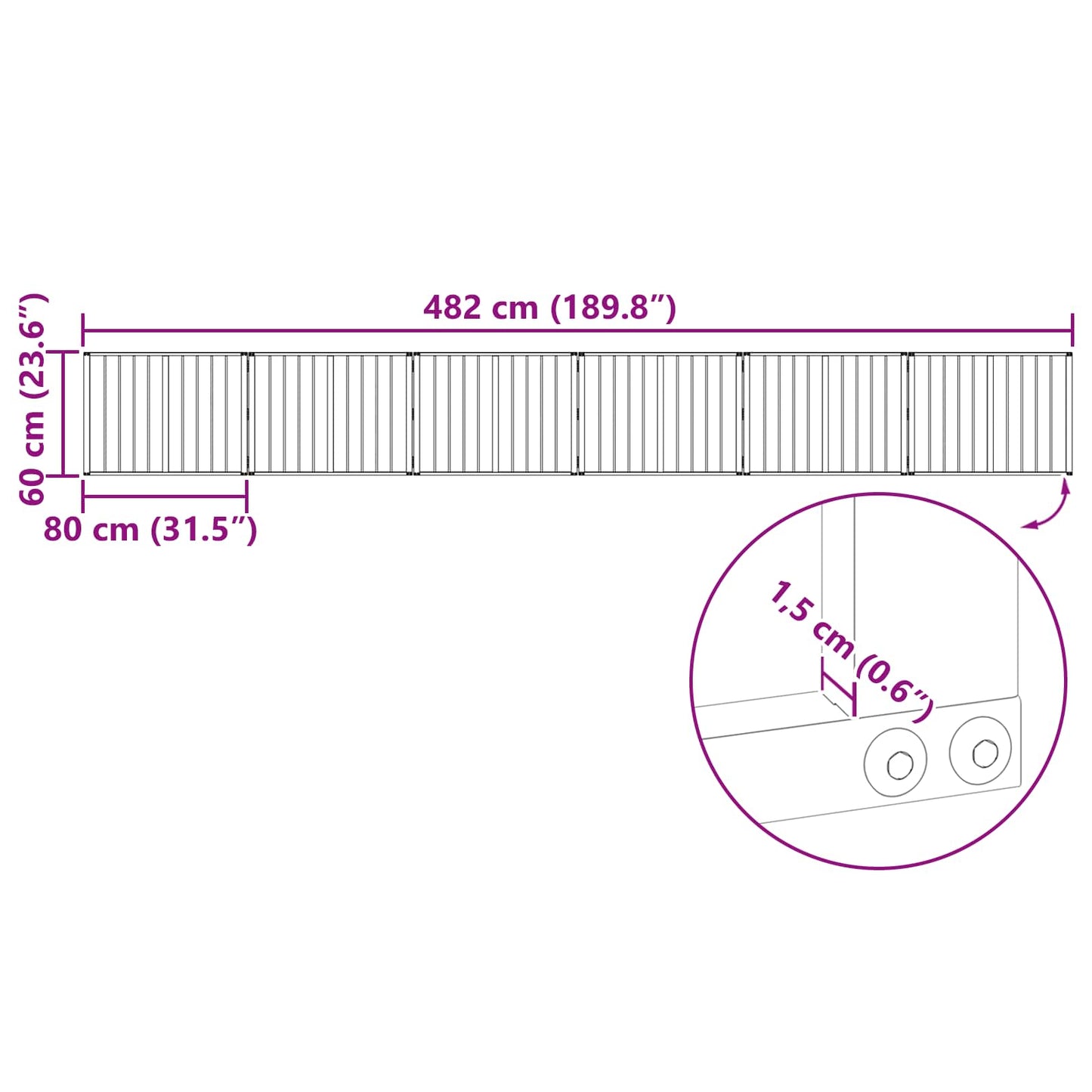 Hundeluke 6 pcs Svart 80 x 60 cm Galvanisert Stål