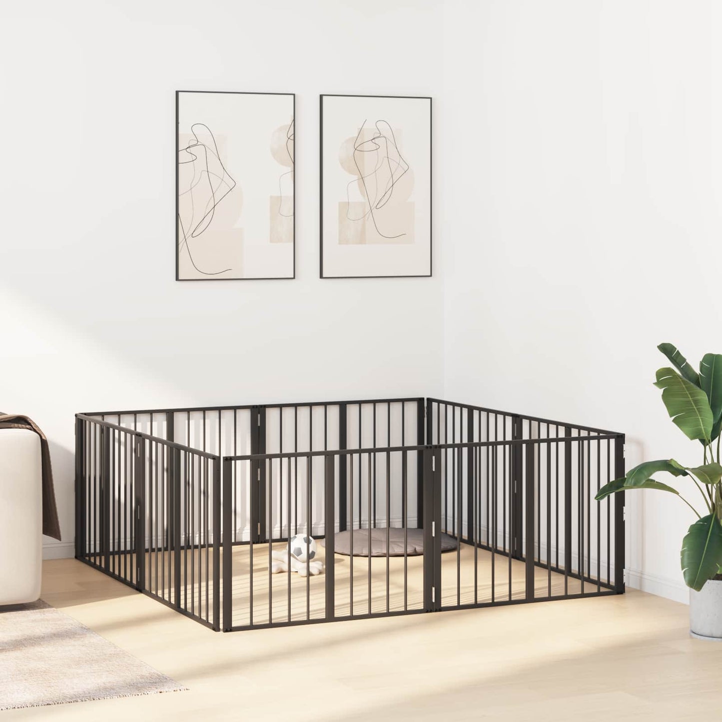 Hundeluke 8 pcs Svart 80 x 60 cm Galvanisert Stål