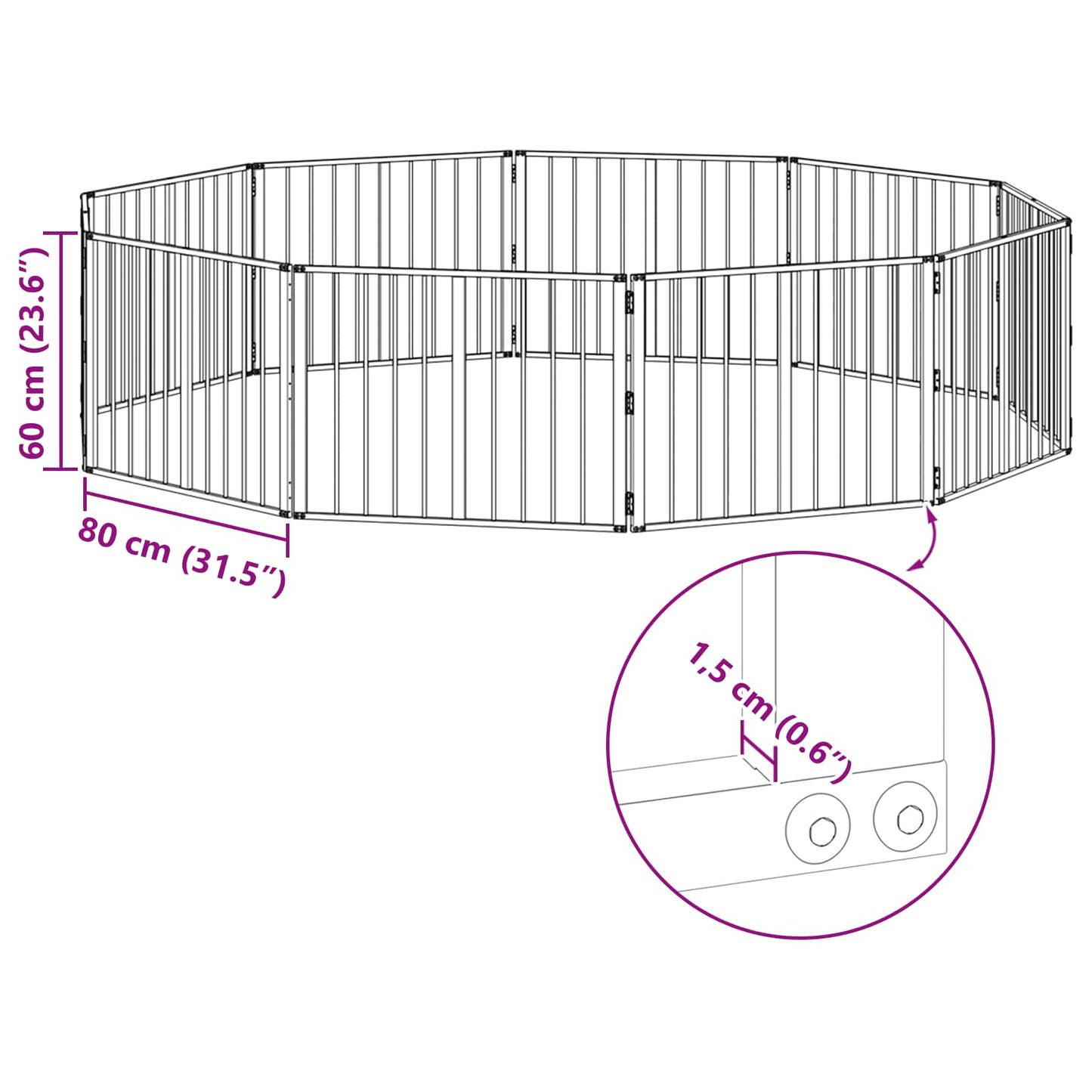 Hundeluke 10 pcs Svart 80 x 60 cm Galvanisert Stål