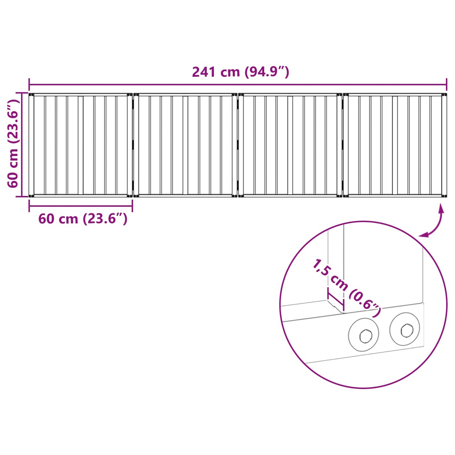 Hundeluke 4 pcs Svart 60 x 60 cm Galvanisert Stål