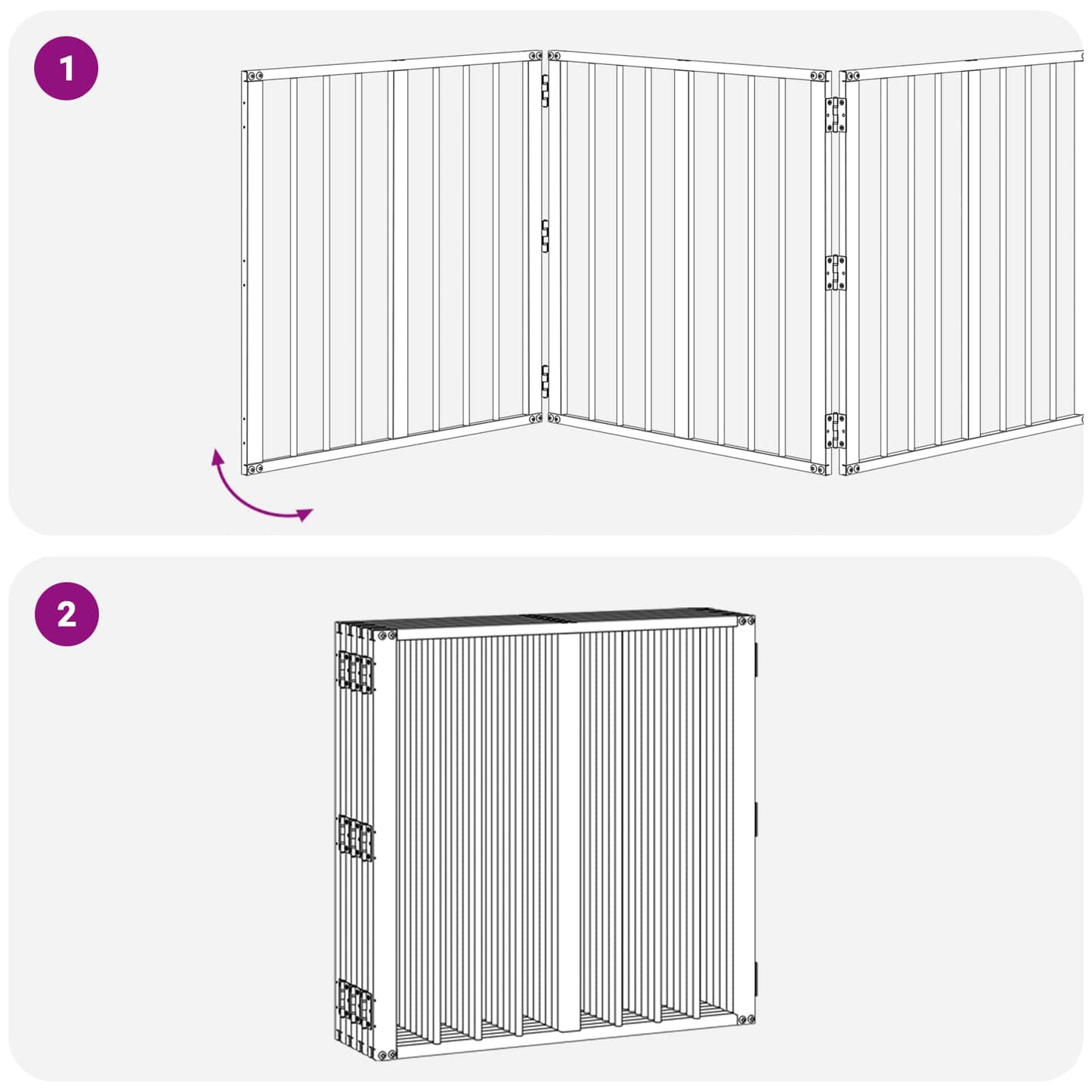 Hundeluke 8 pcs Svart 60 x 60 cm Galvanisert Stål
