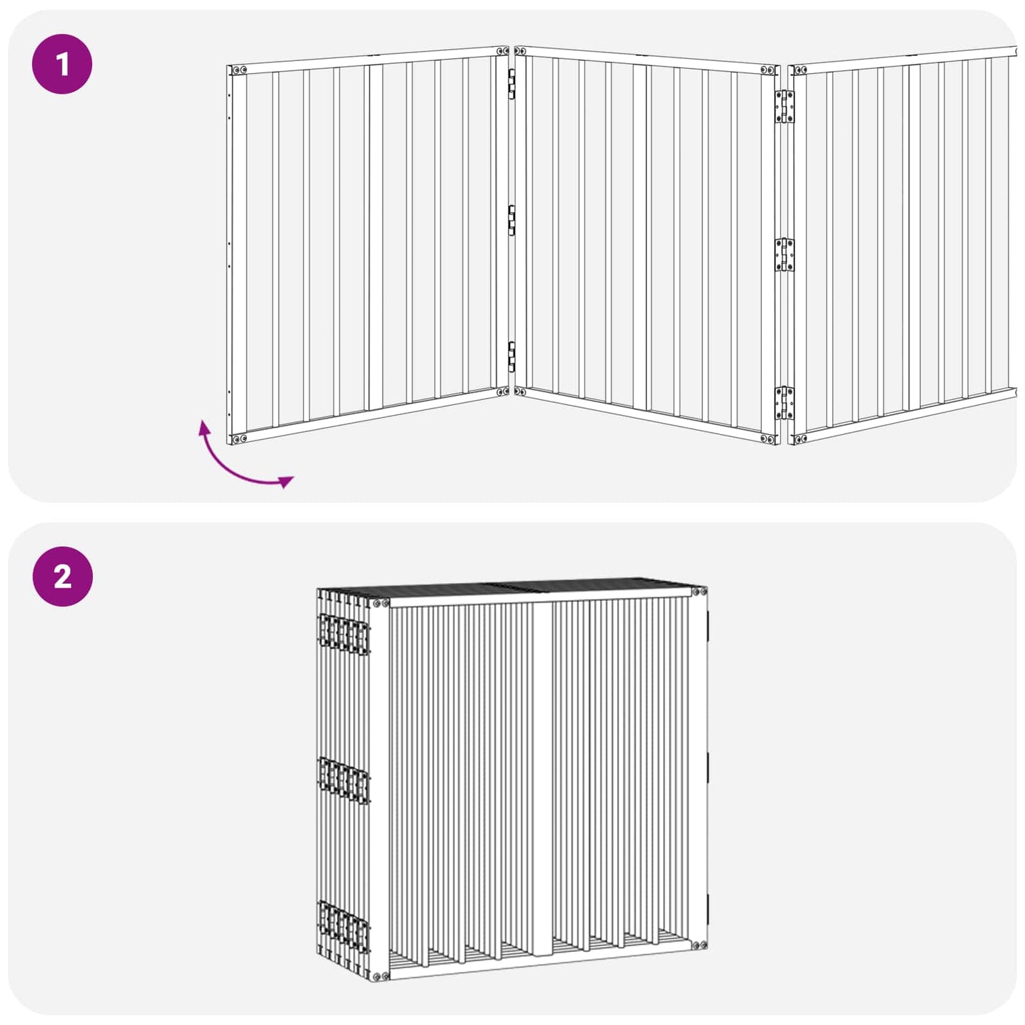 Hundeluke 12 pcs Svart 60 x 60 cm Galvanisert Stål