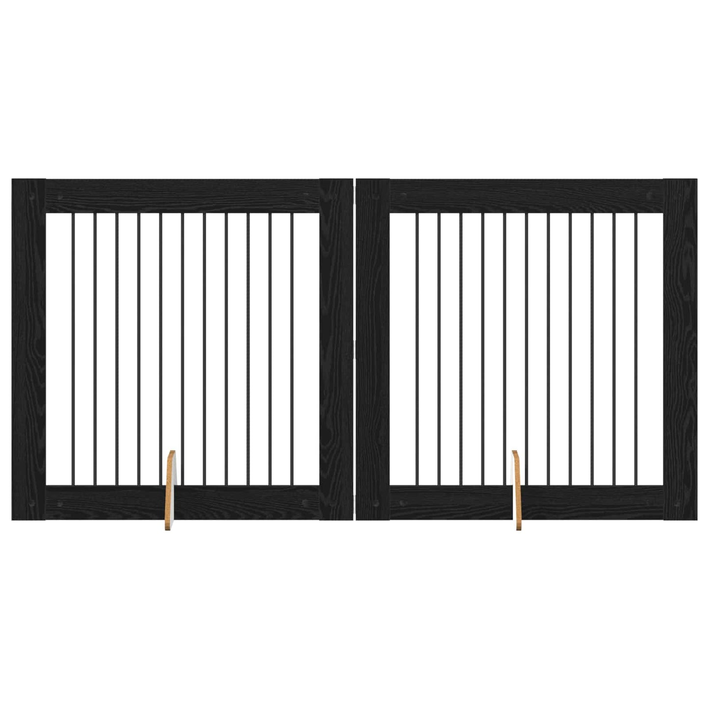 Foldbar hundegitter med stativer 2 pcs Svart eik 200,5 cm