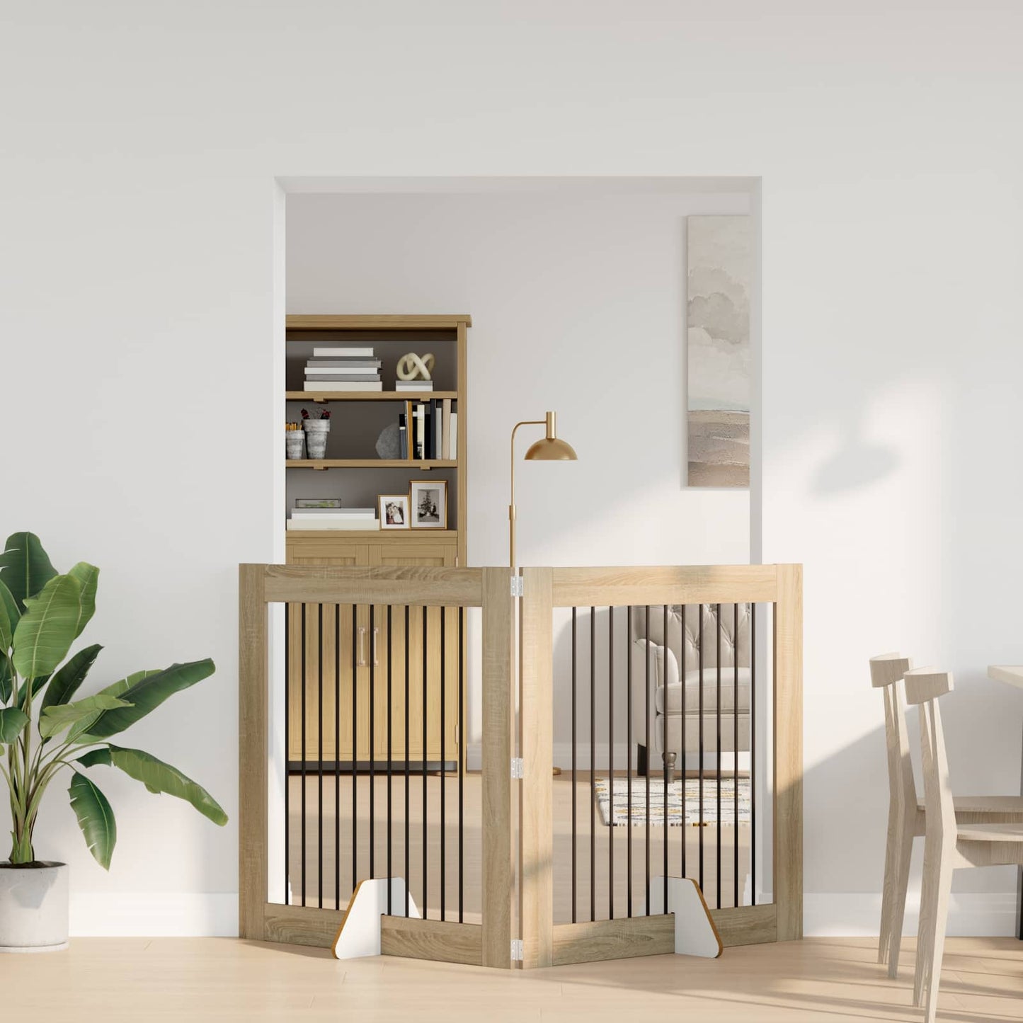 Hundegate med stender 2 pcs Sonoma eik 100 x 100 cm