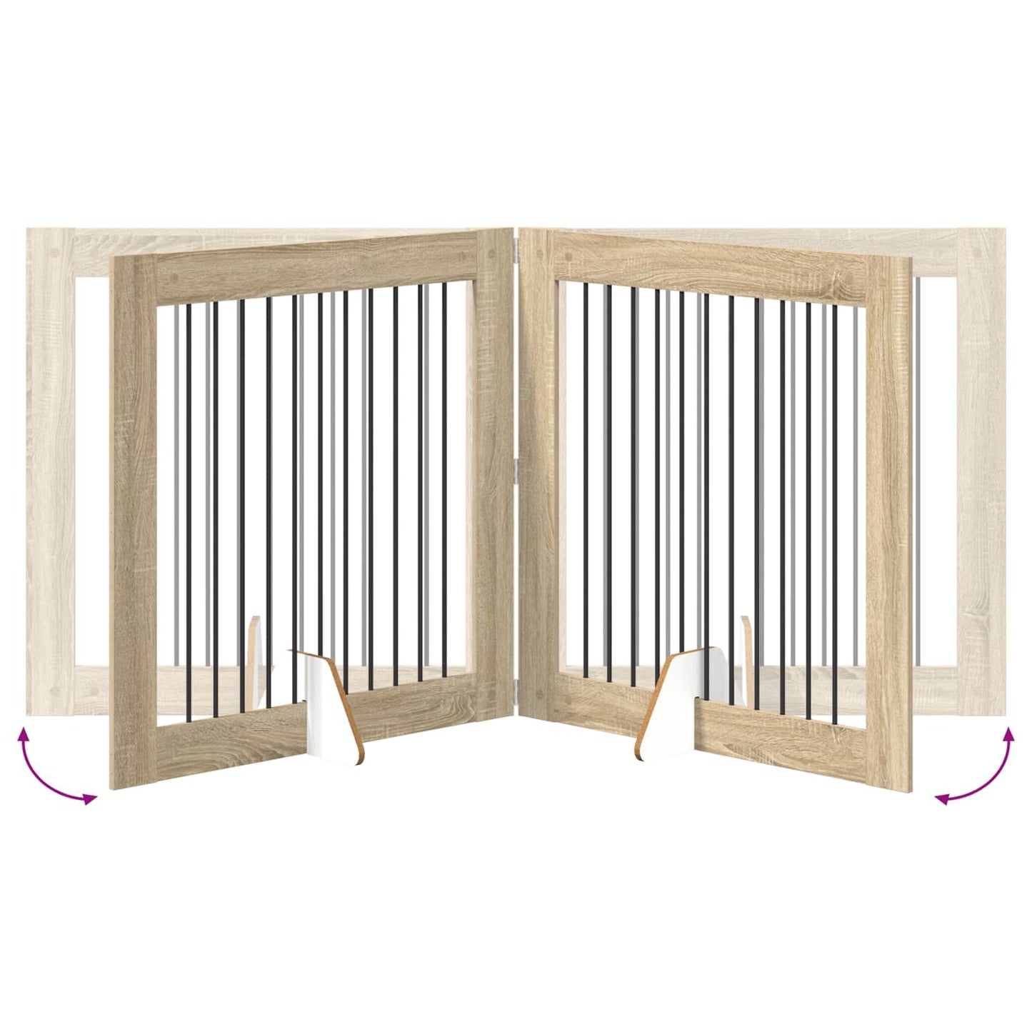 Hundegate med stender 2 pcs Sonoma eik 100 x 100 cm