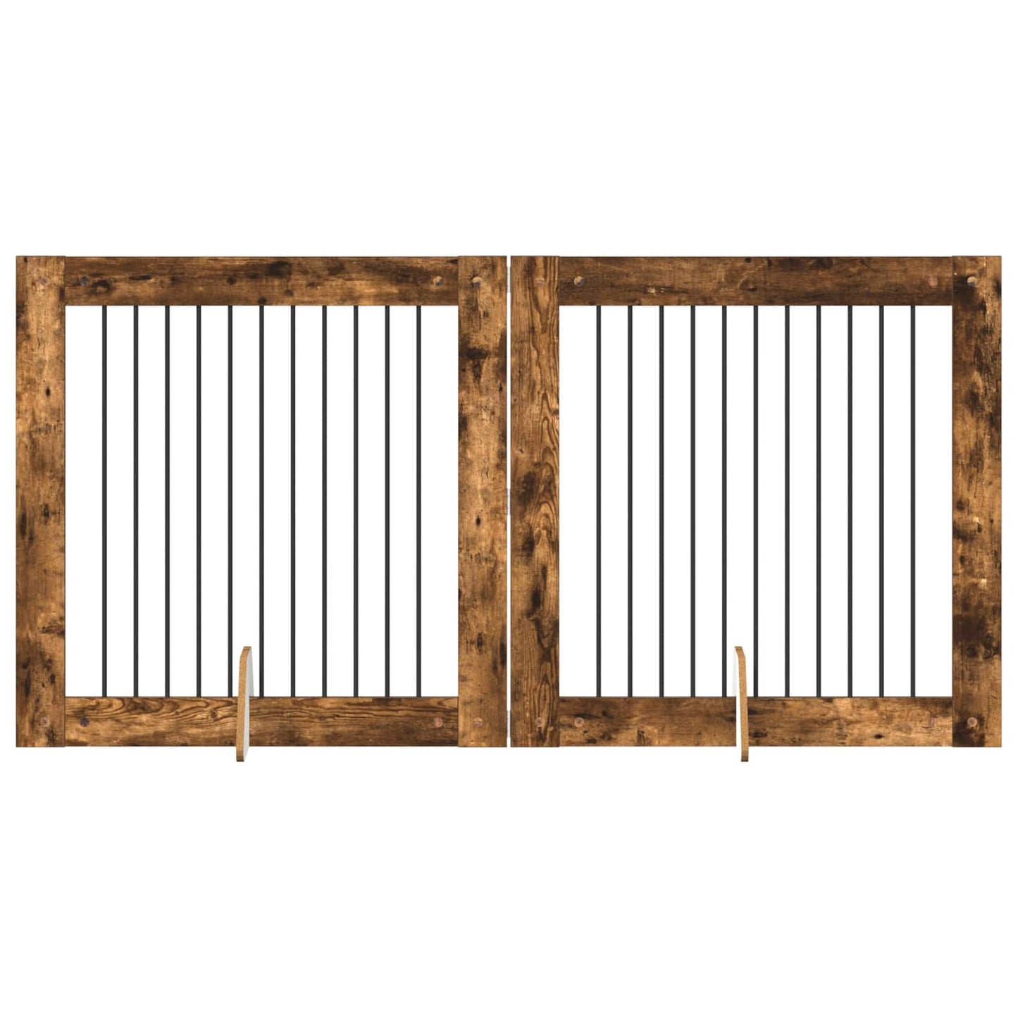 Foldbar hundegitter med stativer 2 pcs Røkt Eik 200,5 cm