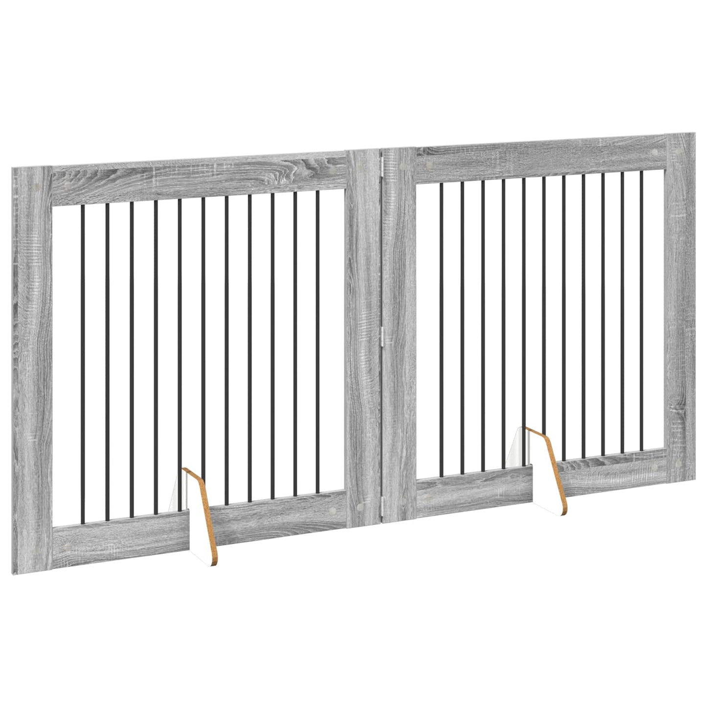 Foldbar hundegitter med stativer 2 pcs Grå sonoma 200,5 cm