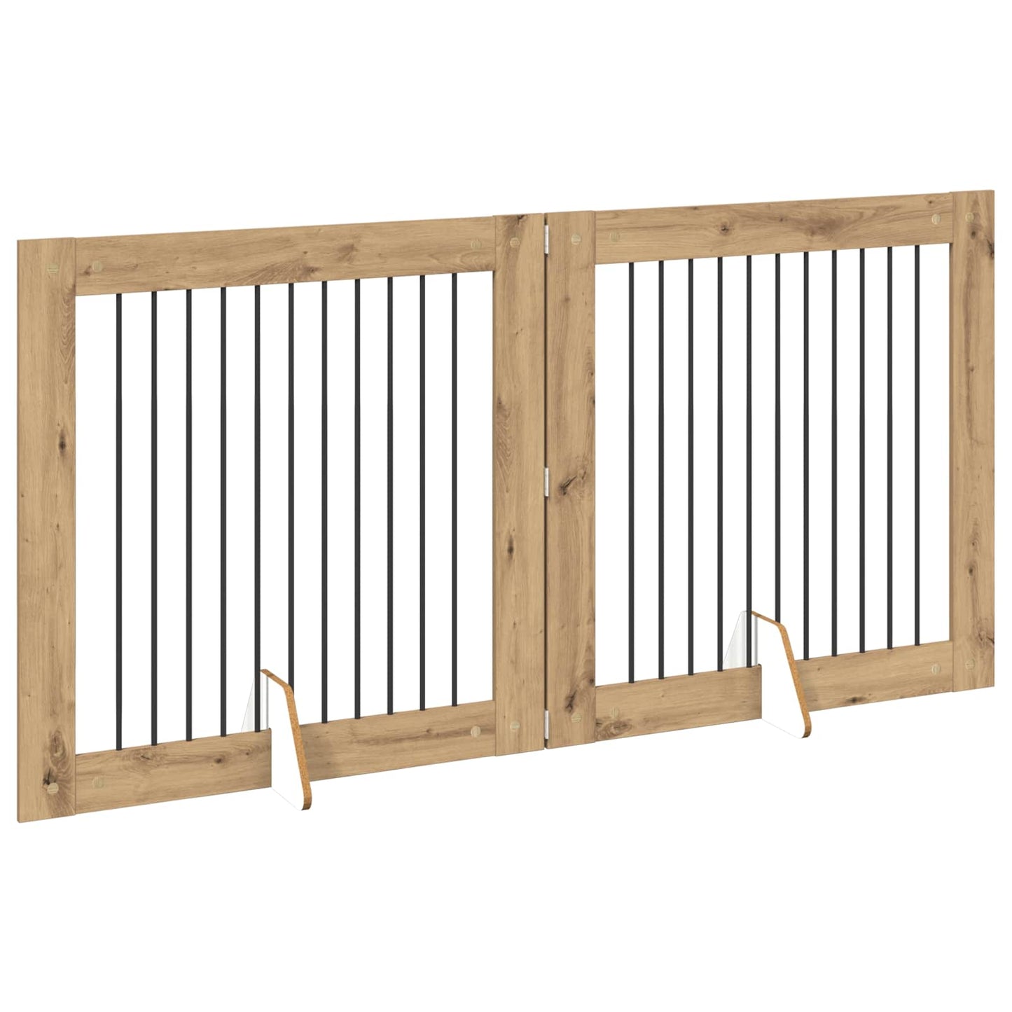 Foldbar hundegitter med stativer 2 pcs Artisan eik 200,5 cm