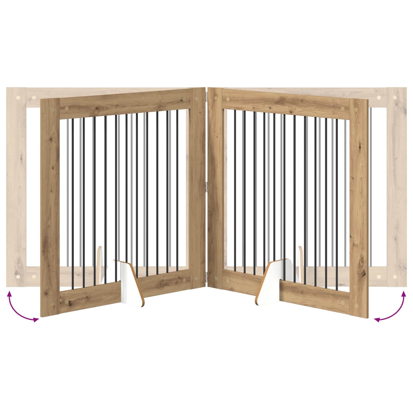 Foldbar hundegitter med stativer 2 pcs Artisan eik 200,5 cm