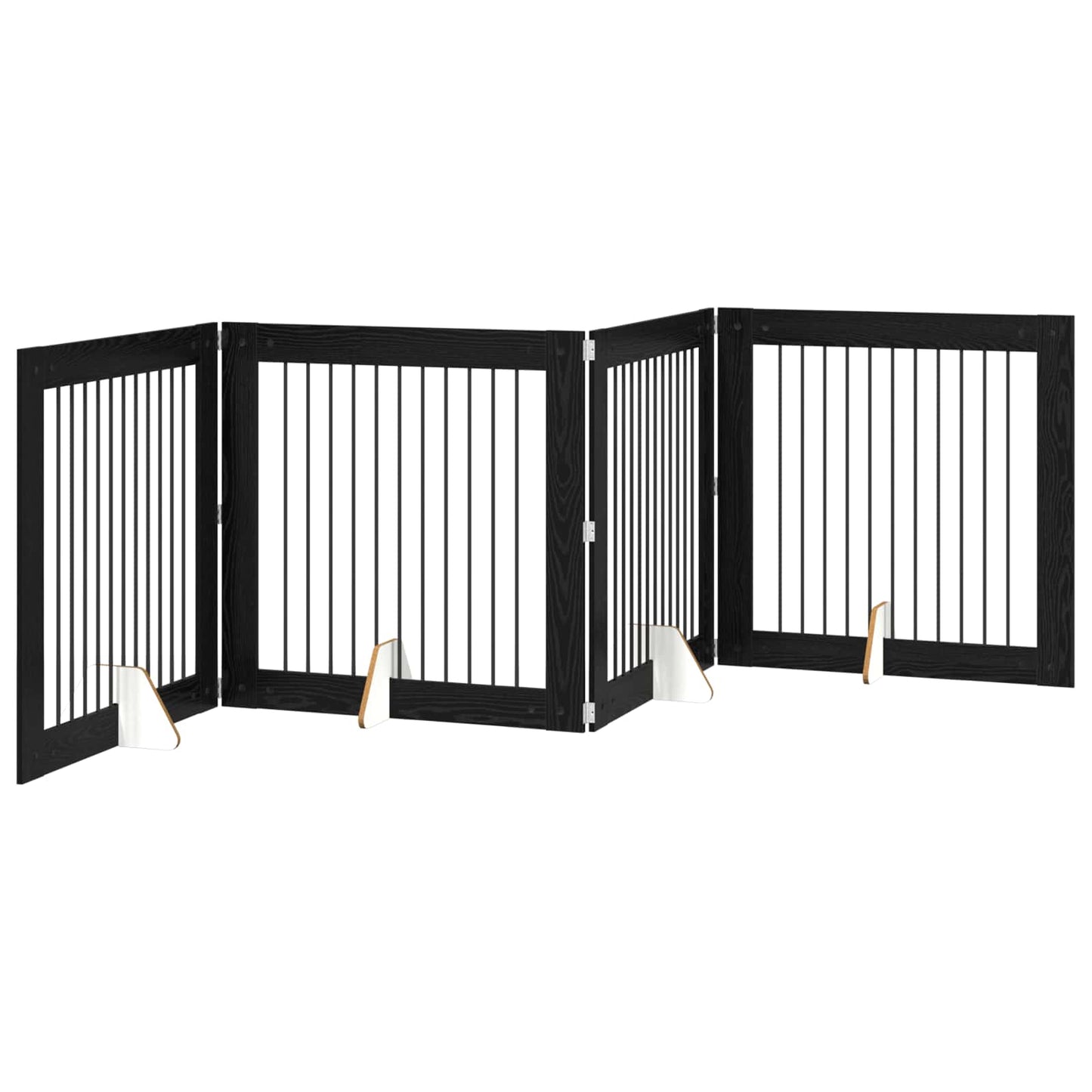 Foldbar hundegitter med stativer 4 pcs Svart eik 401 cm